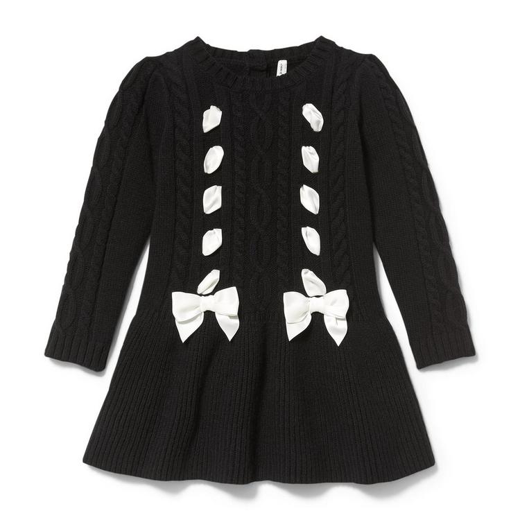 Girl Black Bow Dropwaist Sweater Dress by Janie and Jack