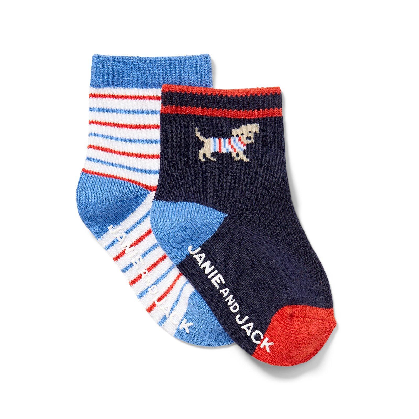 Striped And Dog Sock 2-Pack image number 0