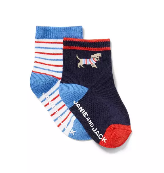 Striped And Dog Sock 2-Pack image number 0