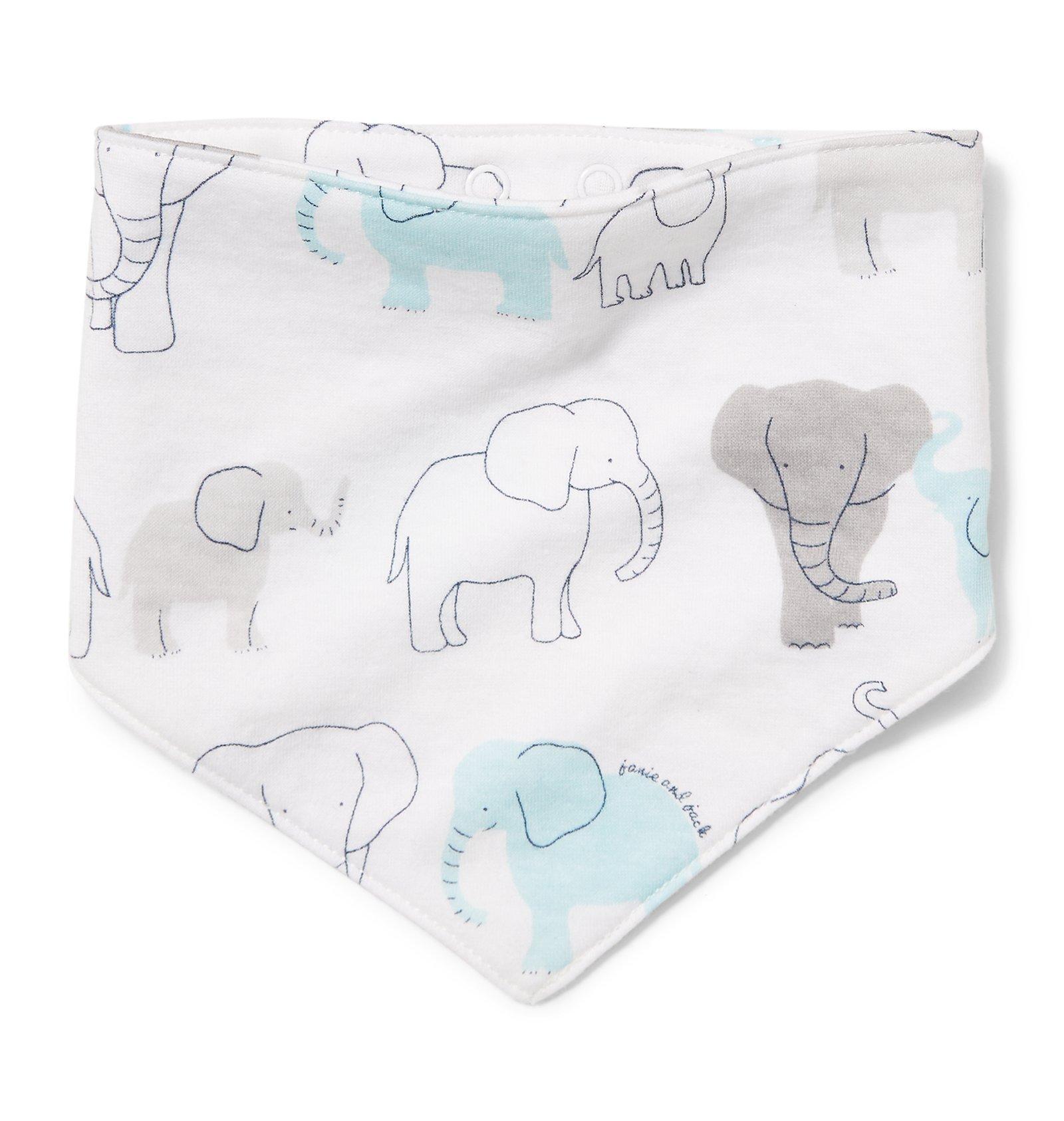 Newborn White Elephant Print Elephant Print Bandana Bib by Janie and Jack