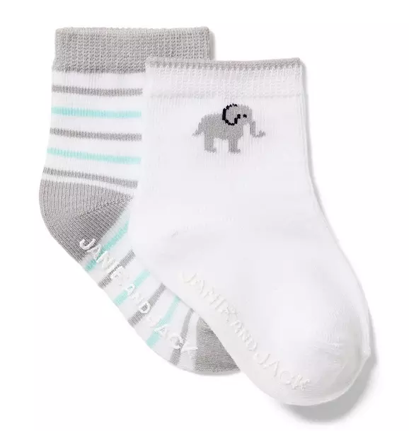 Stripe and Elephant Sock 2-Pack image number 0