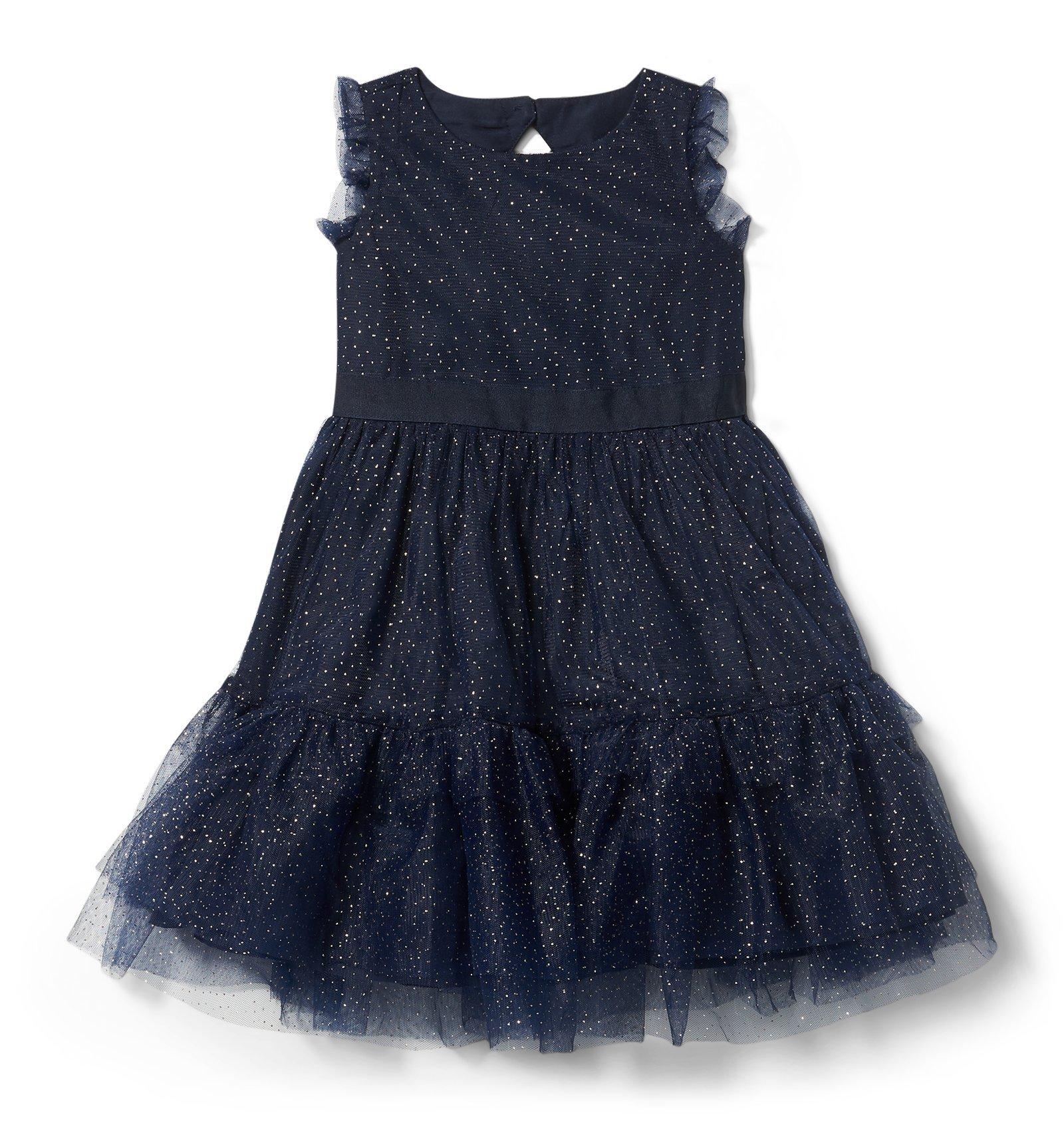 Girl Navy Glitter Tulle Dress by Janie and Jack