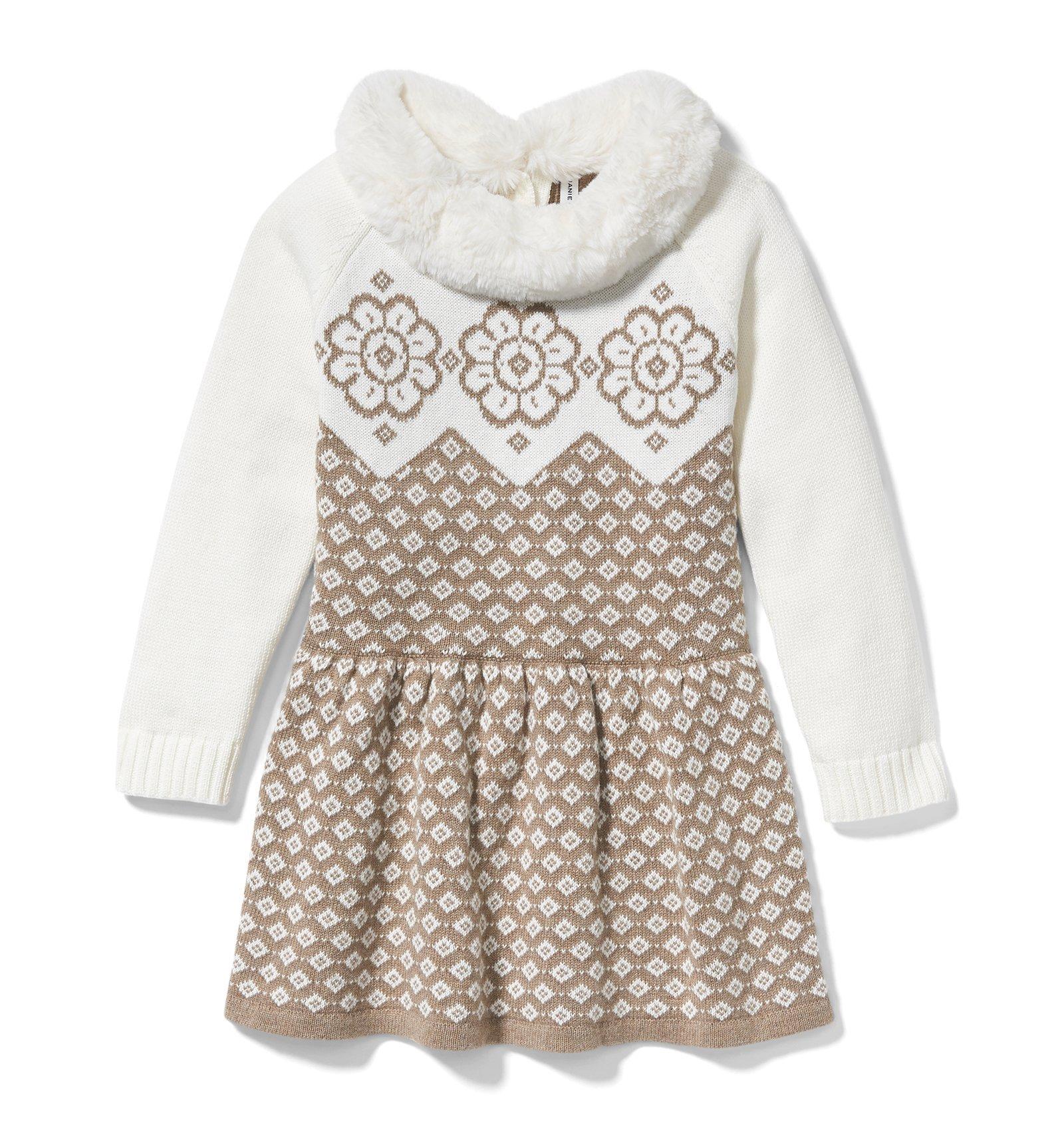 Geo Floral Faux Fur Collar Dress  image number 0