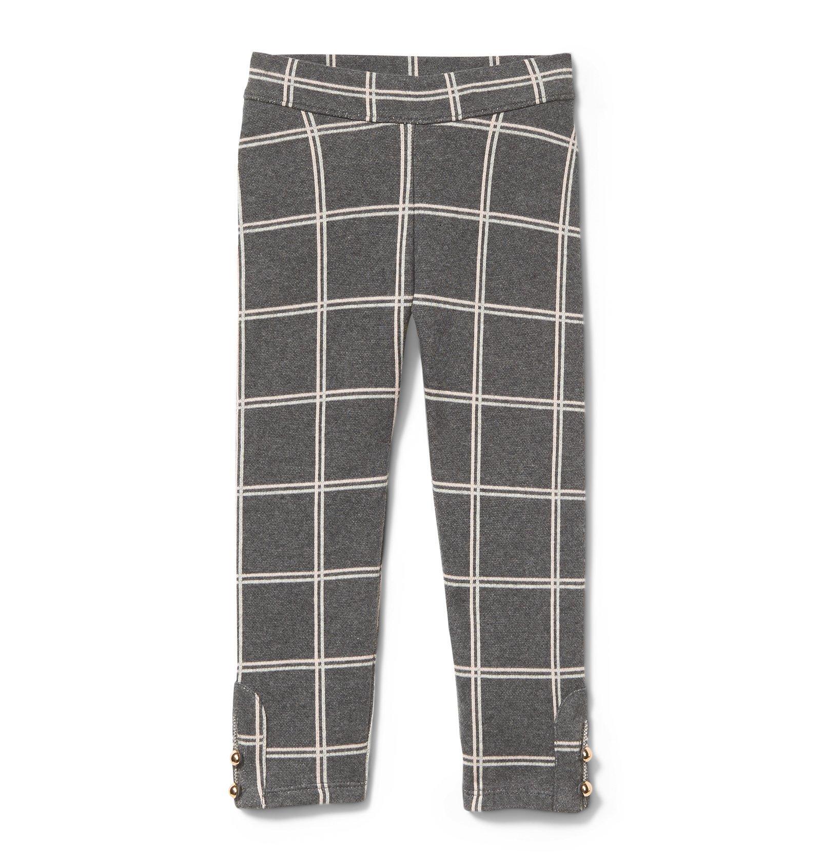 Plaid Button-Cuff Jacquard Pant 