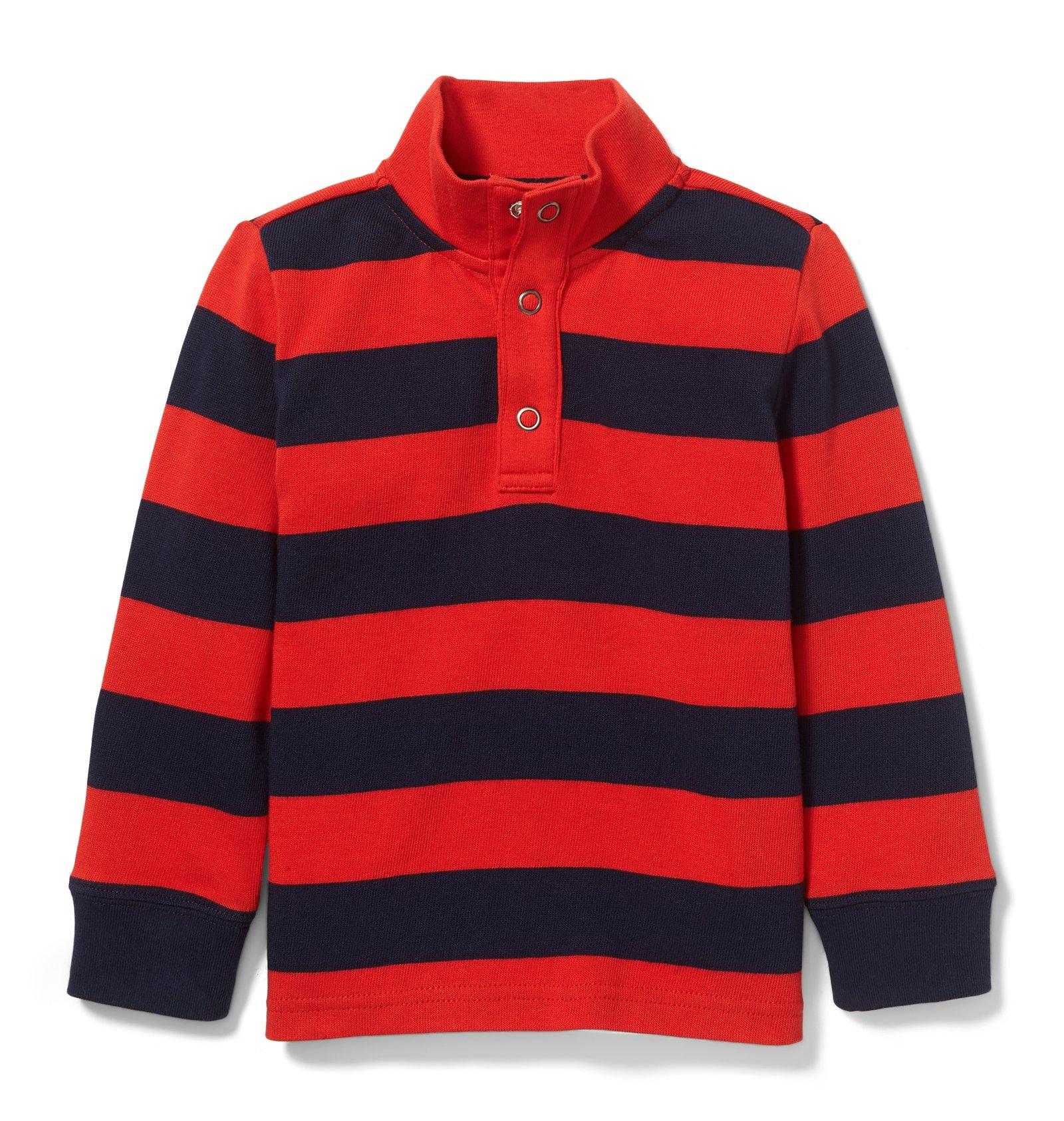 Half Snap Striped Rugby Tee image number 0