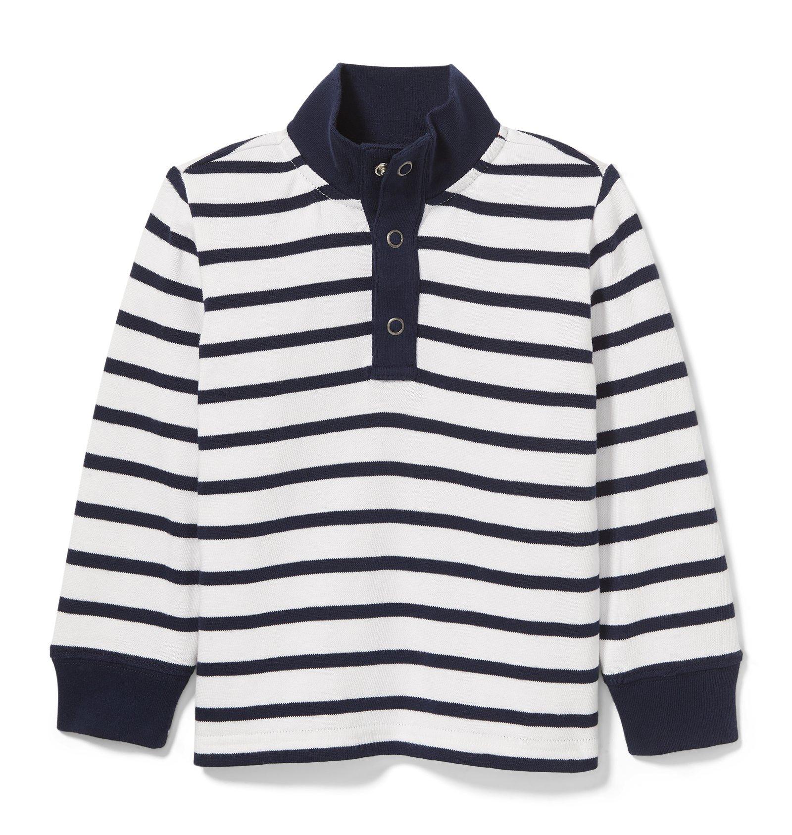 Half Snap Striped Rugby Tee image number 0