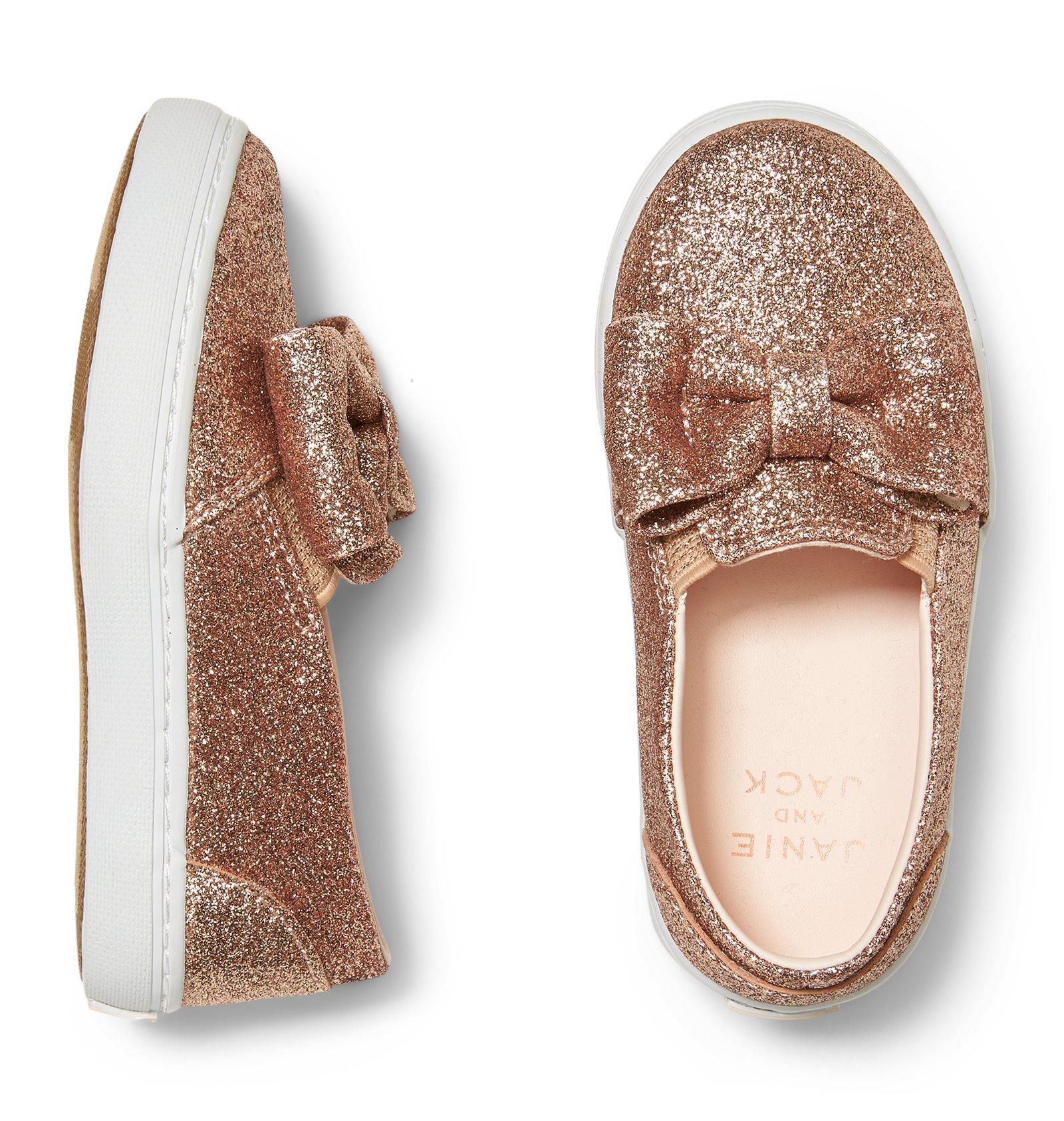 gold glitter slip on sneakers