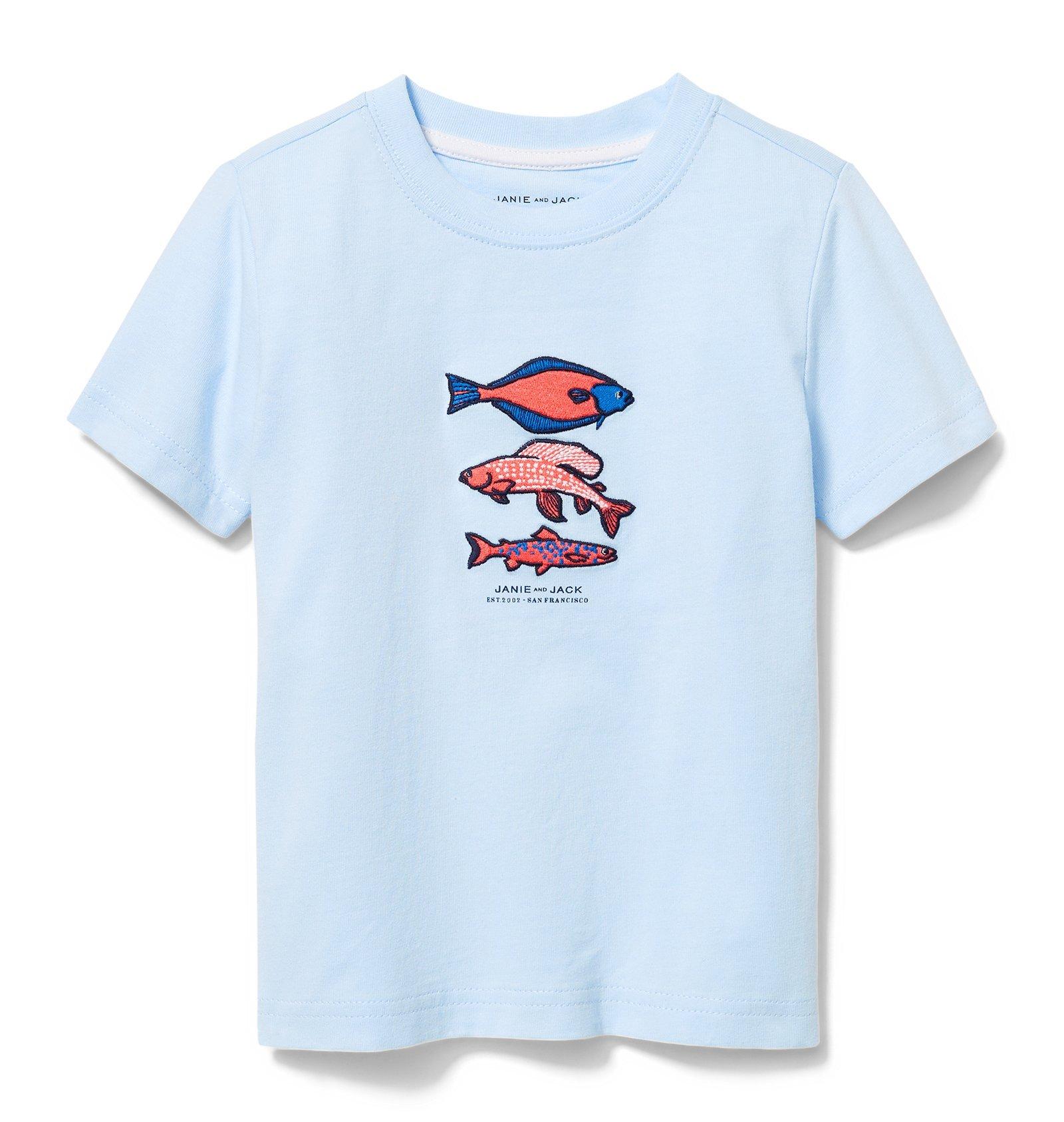 Boy Zen Blue Embroidered Fish Tee by Janie and Jack