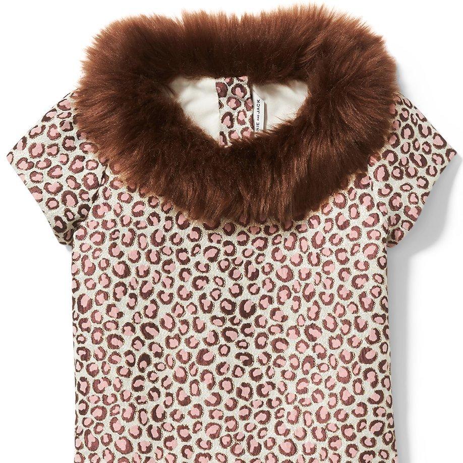 Leopard Faux Fur Collar Dress  image number 3