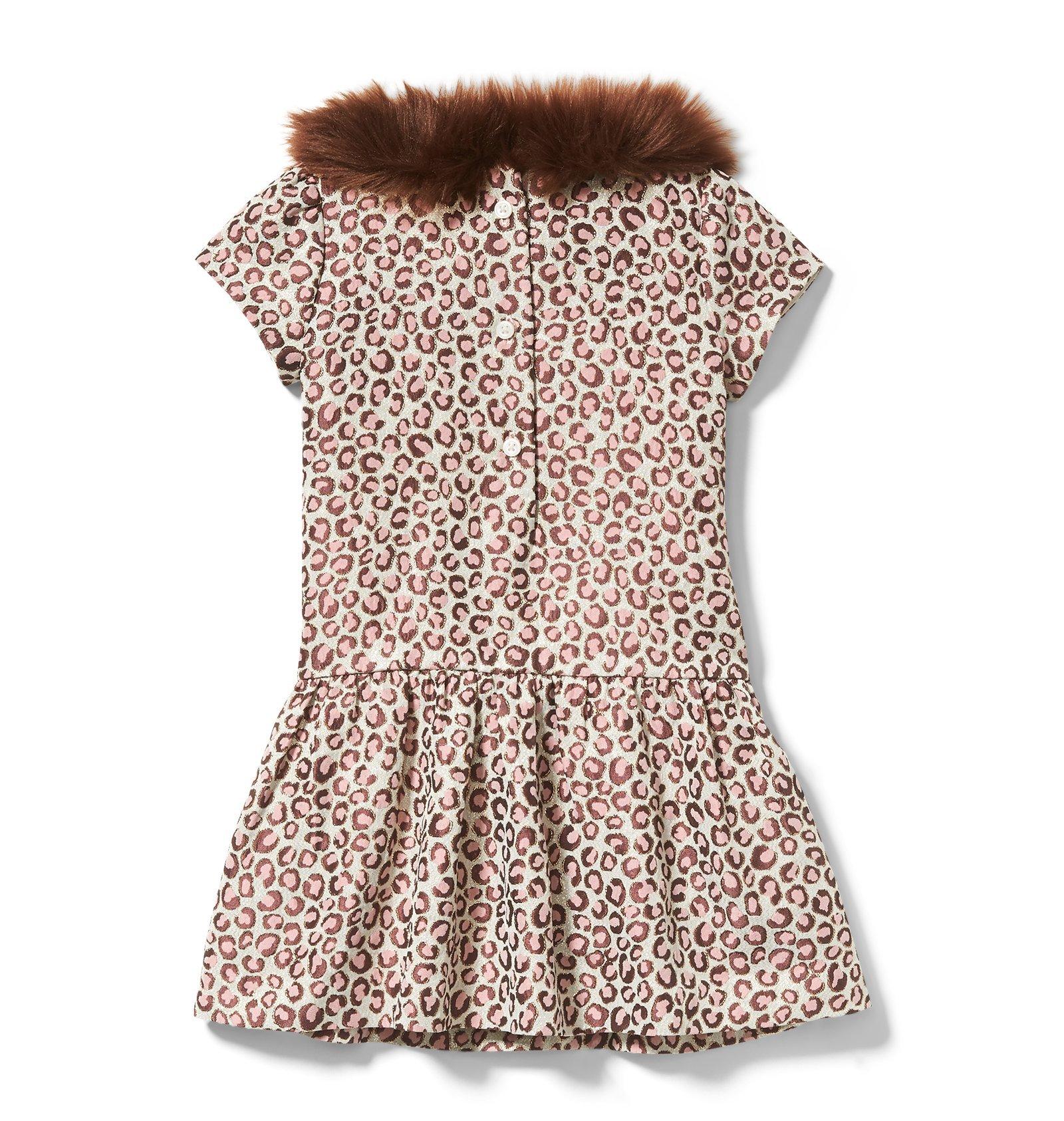 Leopard Faux Fur Collar Dress  image number 2