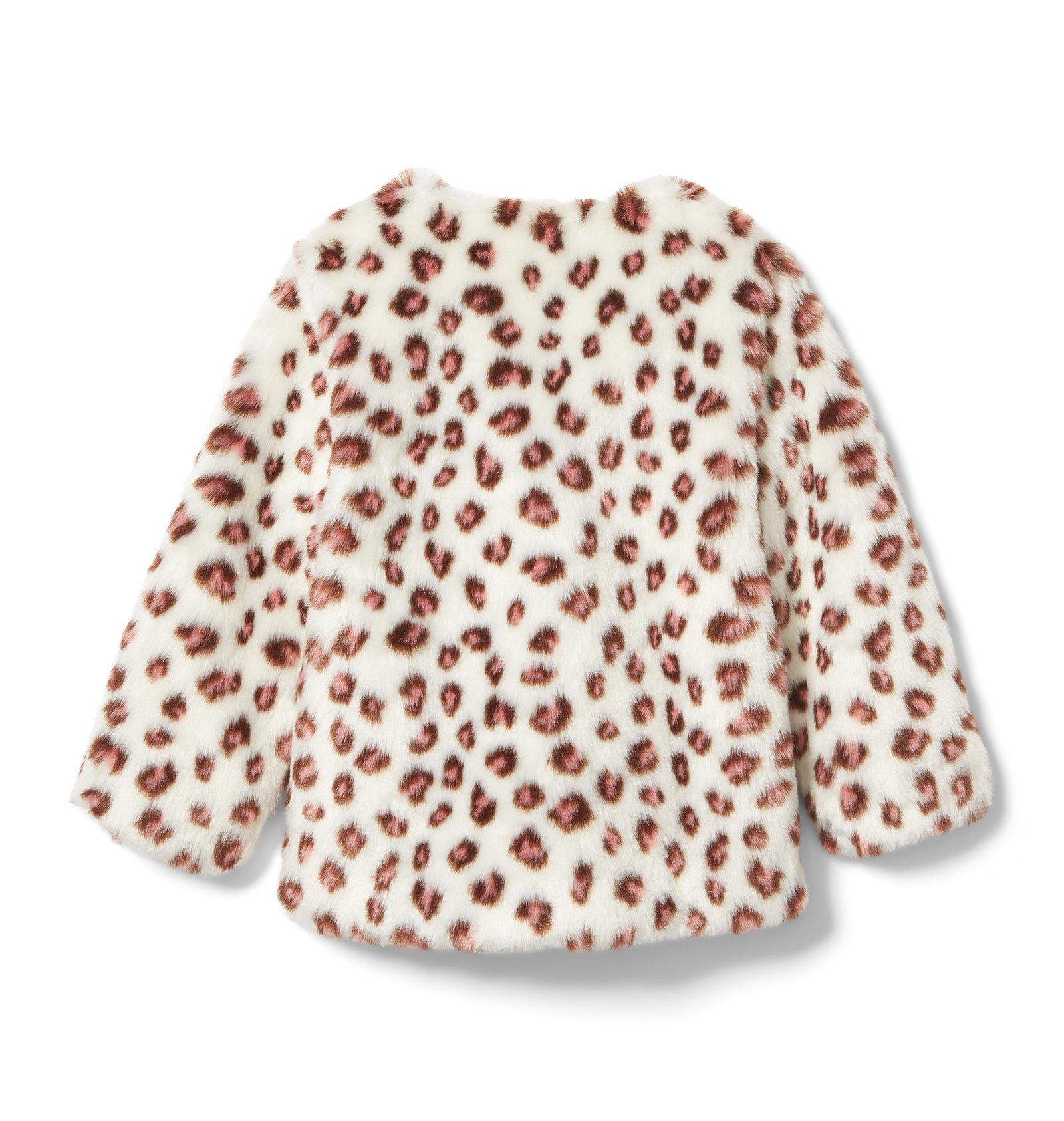 Girl White Leopard Print Leopard Faux Fur Coat by Janie and Jack