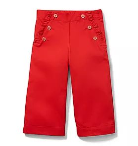 Button Front Ruffle Pants