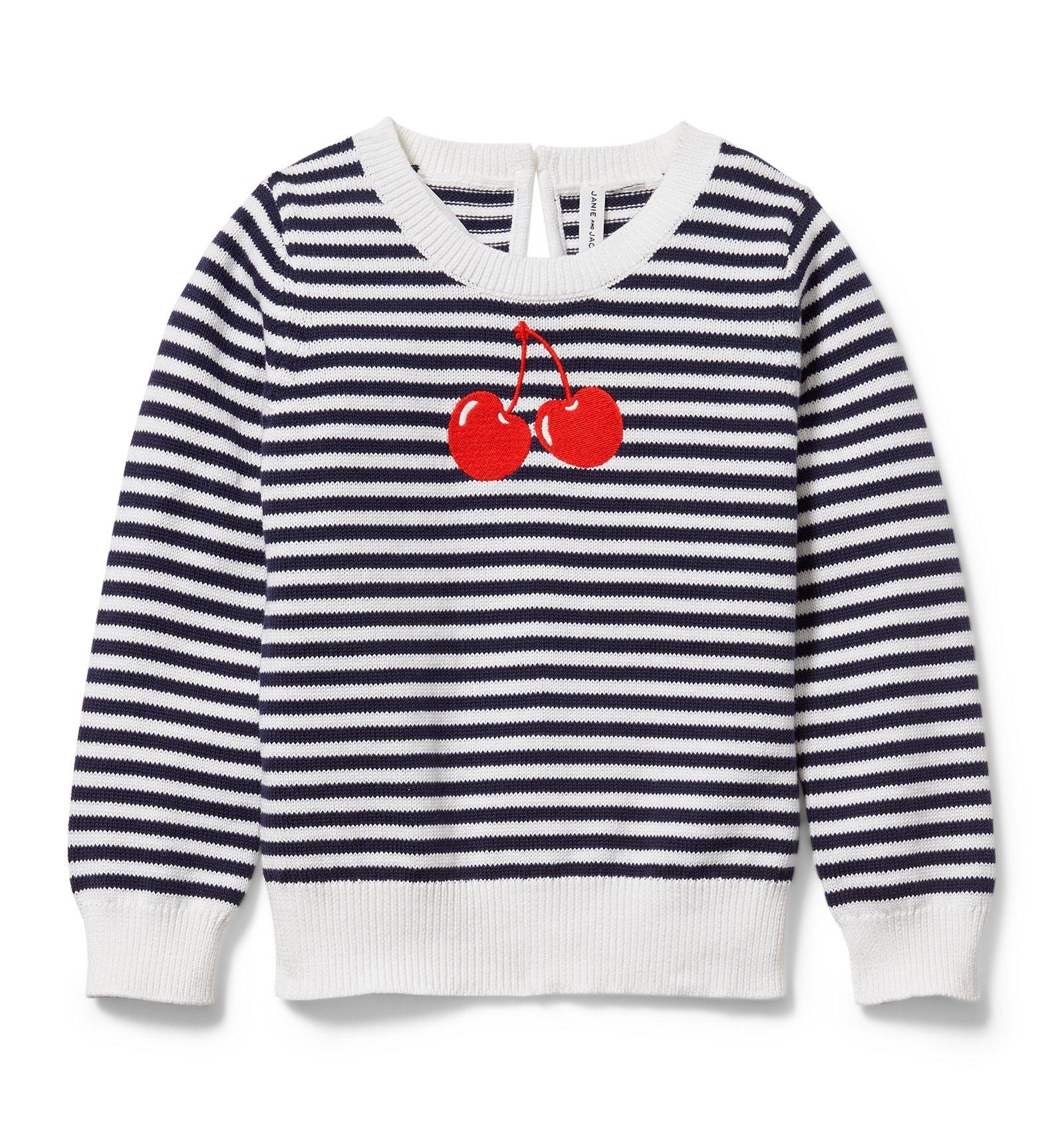 Girl Black Stripe Cherry Stripe Sweater by Janie and Jack