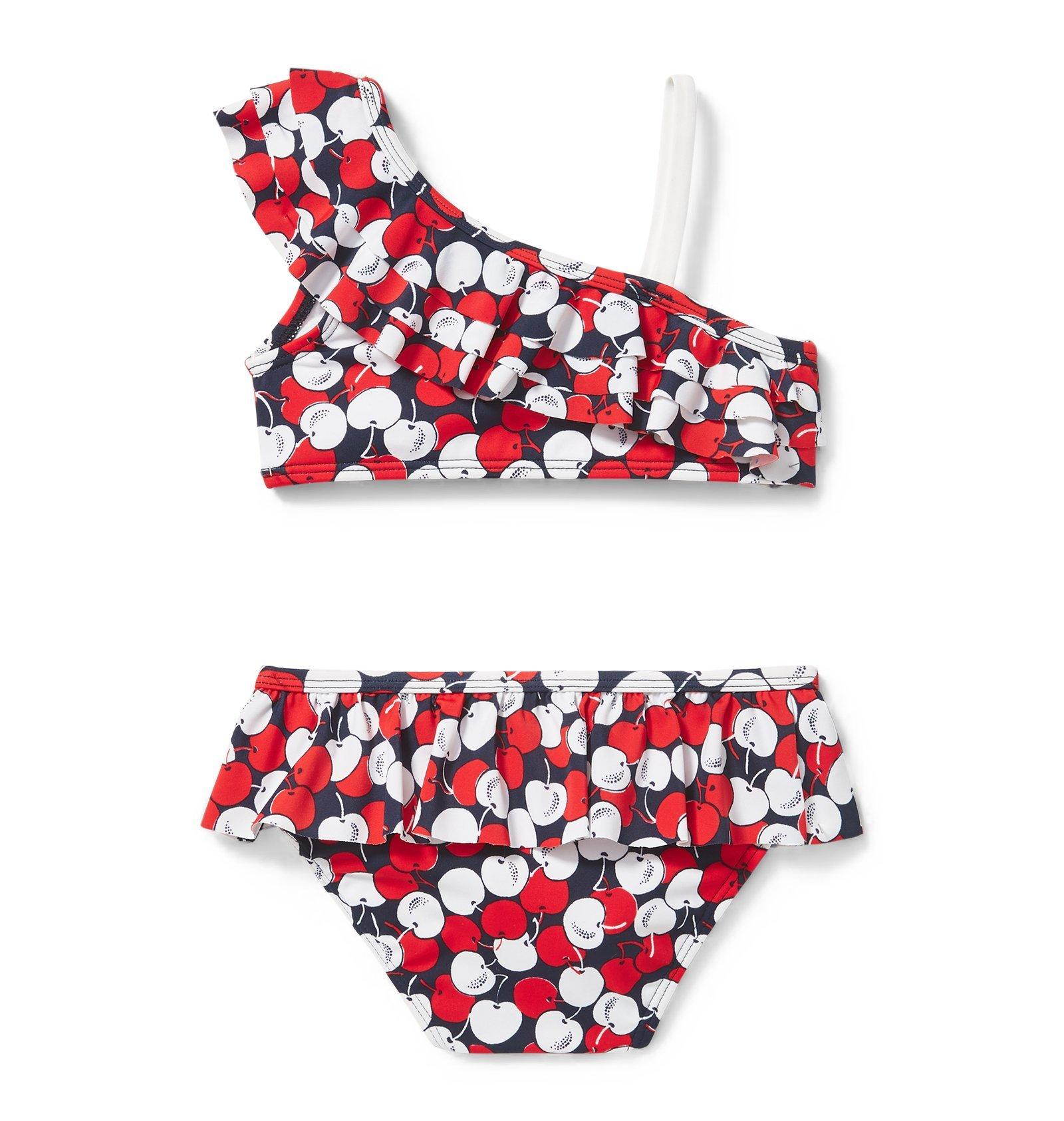 Ruffle Cherry Print 2-Piece Swimsuit image number 1