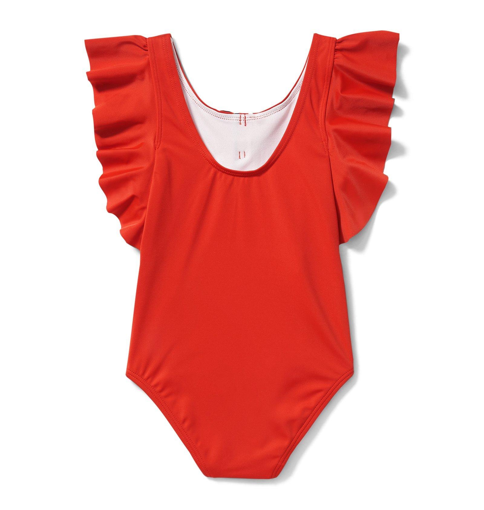 Stripe Trim Flutter Sleeve Swimsuit image number 1