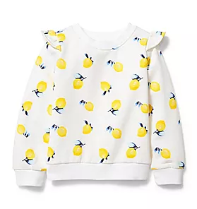 Lemon Ruffle Sleeve Sweatshirt