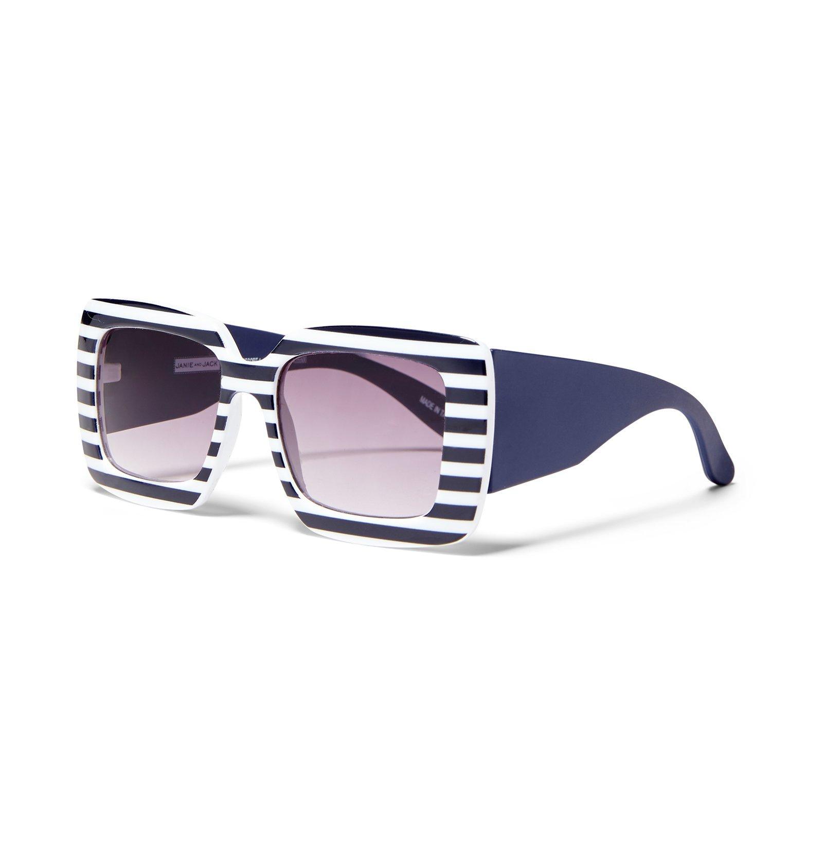Navy Stripe Square Sunglasses image number 1