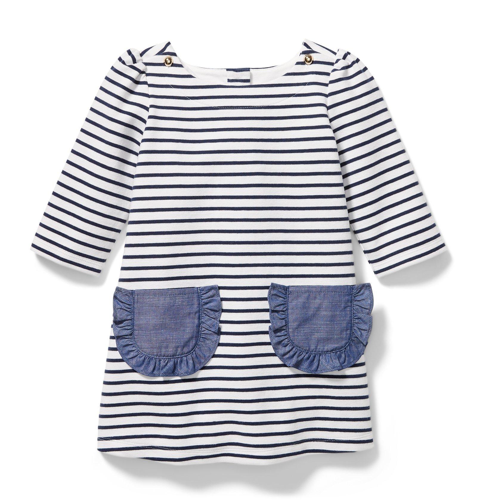 Ruffle Pocket Striped Dress image number 0