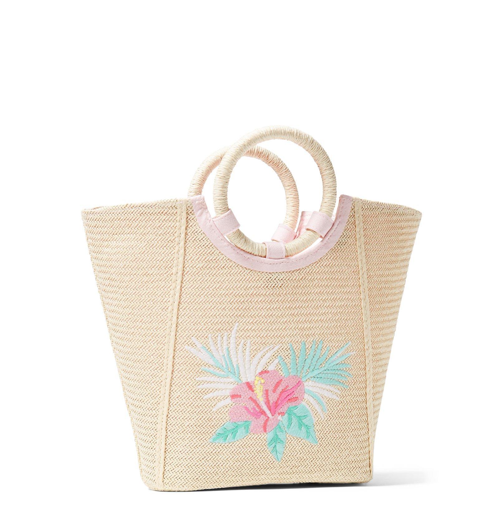 Hibiscus Straw Tote