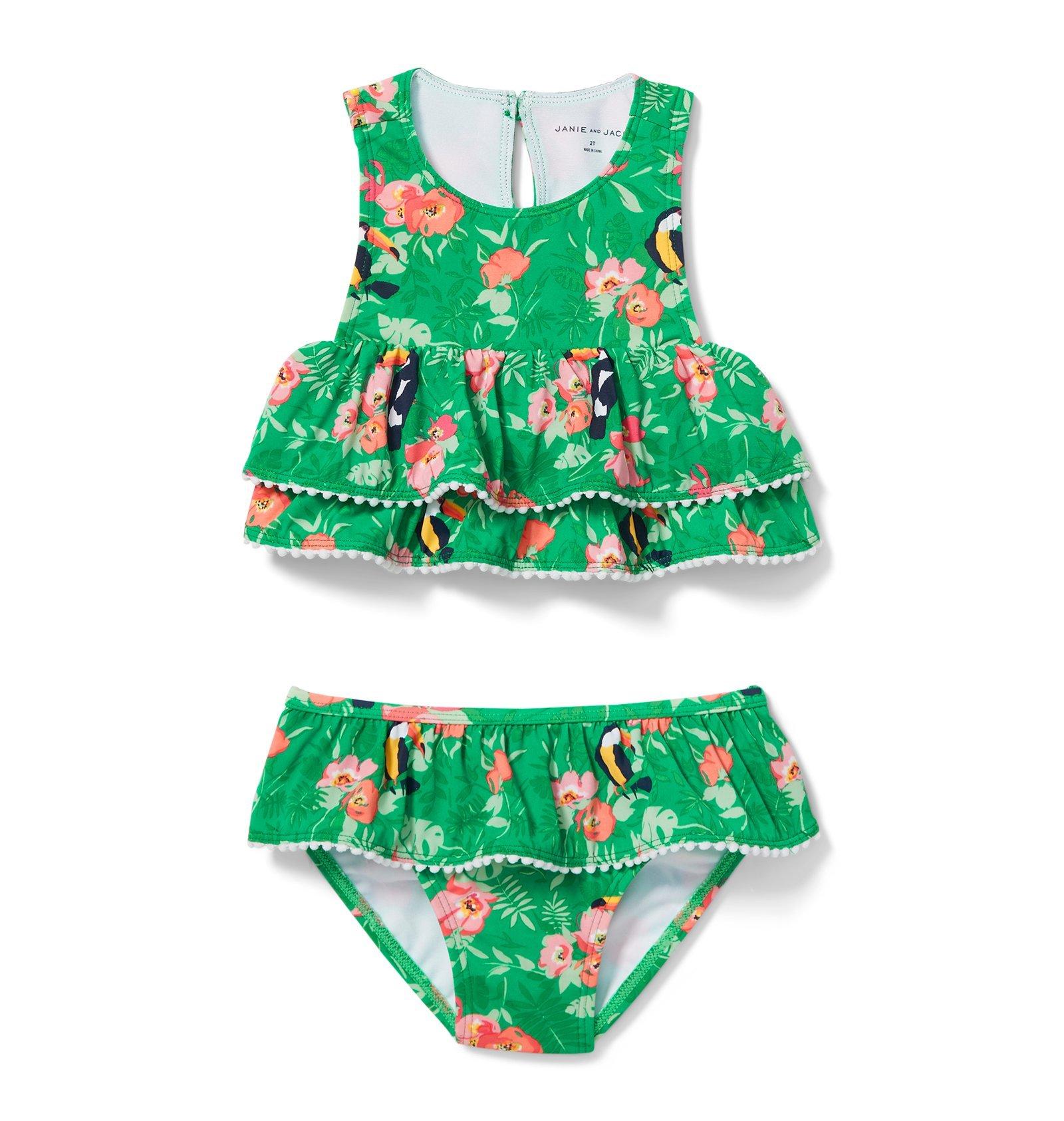 Girl Countryside Green Tropical Ruffle 2-Piece Swimsuit by Janie and Jack