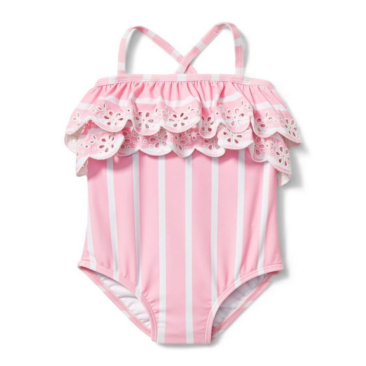 Girl Candy Pink Eyelet Ruffle Swimsuit by Janie and Jack