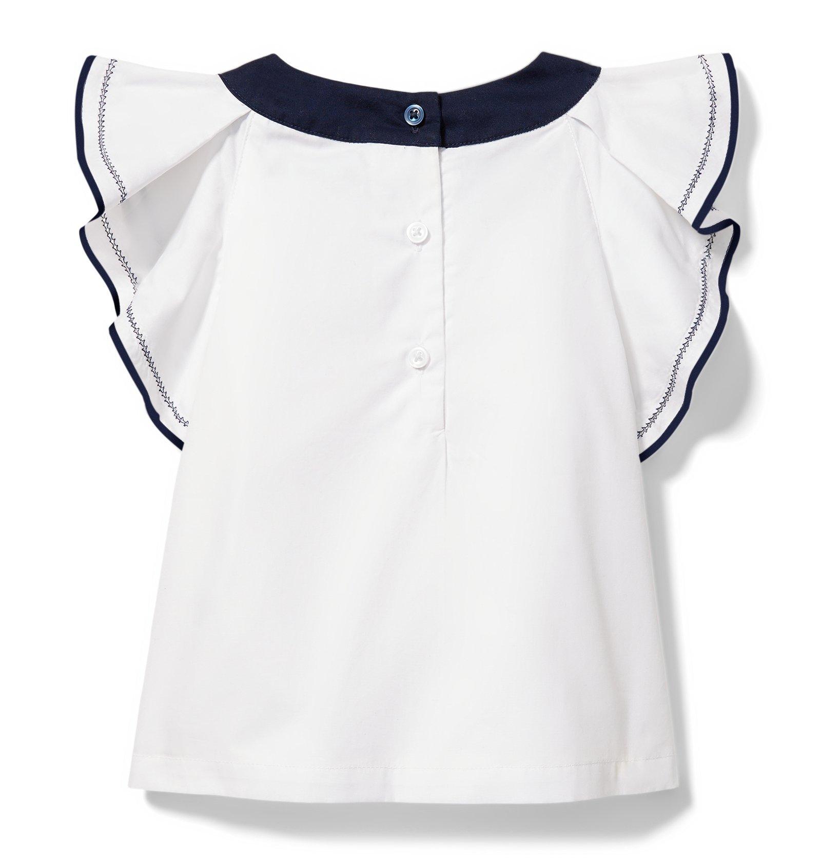 Navy Trim Ruffled Top image number 2