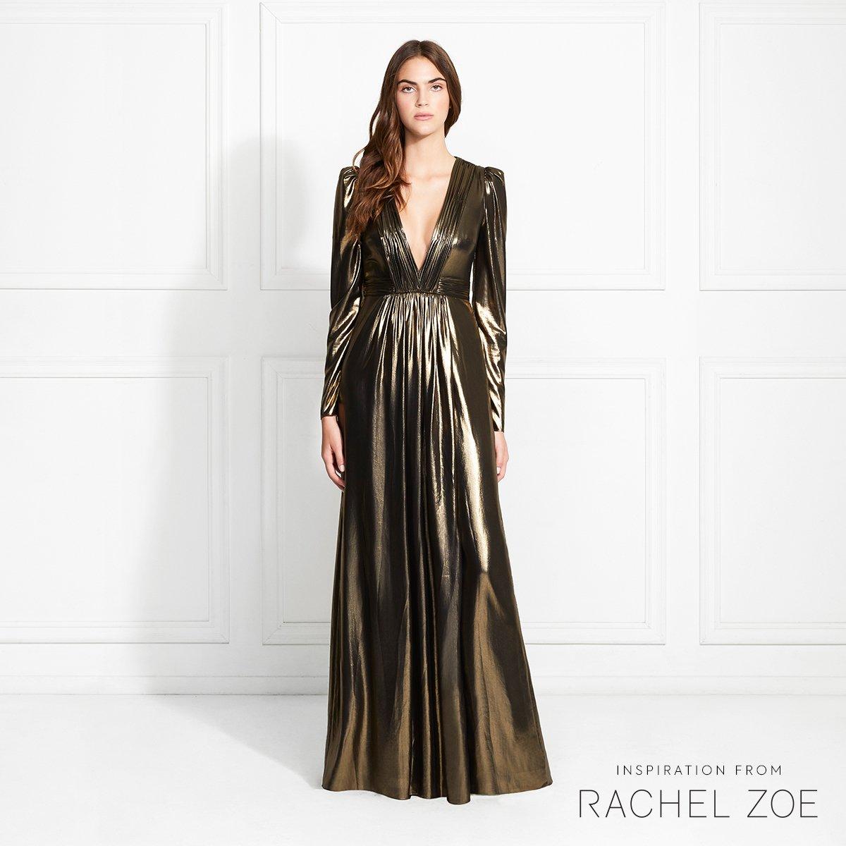 Rachel Zoe Gold Lurex Plisse Maxi Dress image number 3