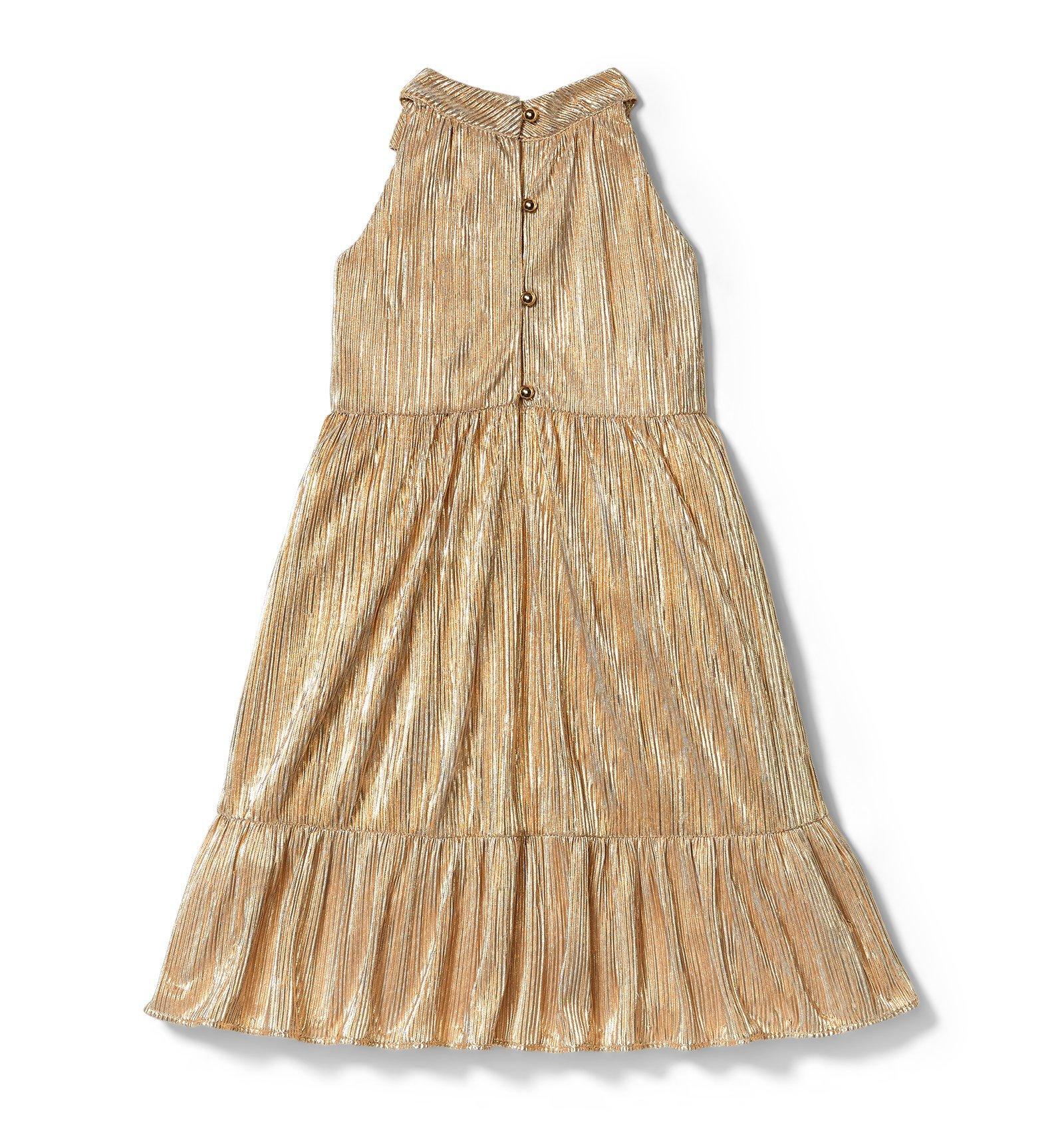 Rachel Zoe Gold Lurex Plisse Maxi Dress image number 1