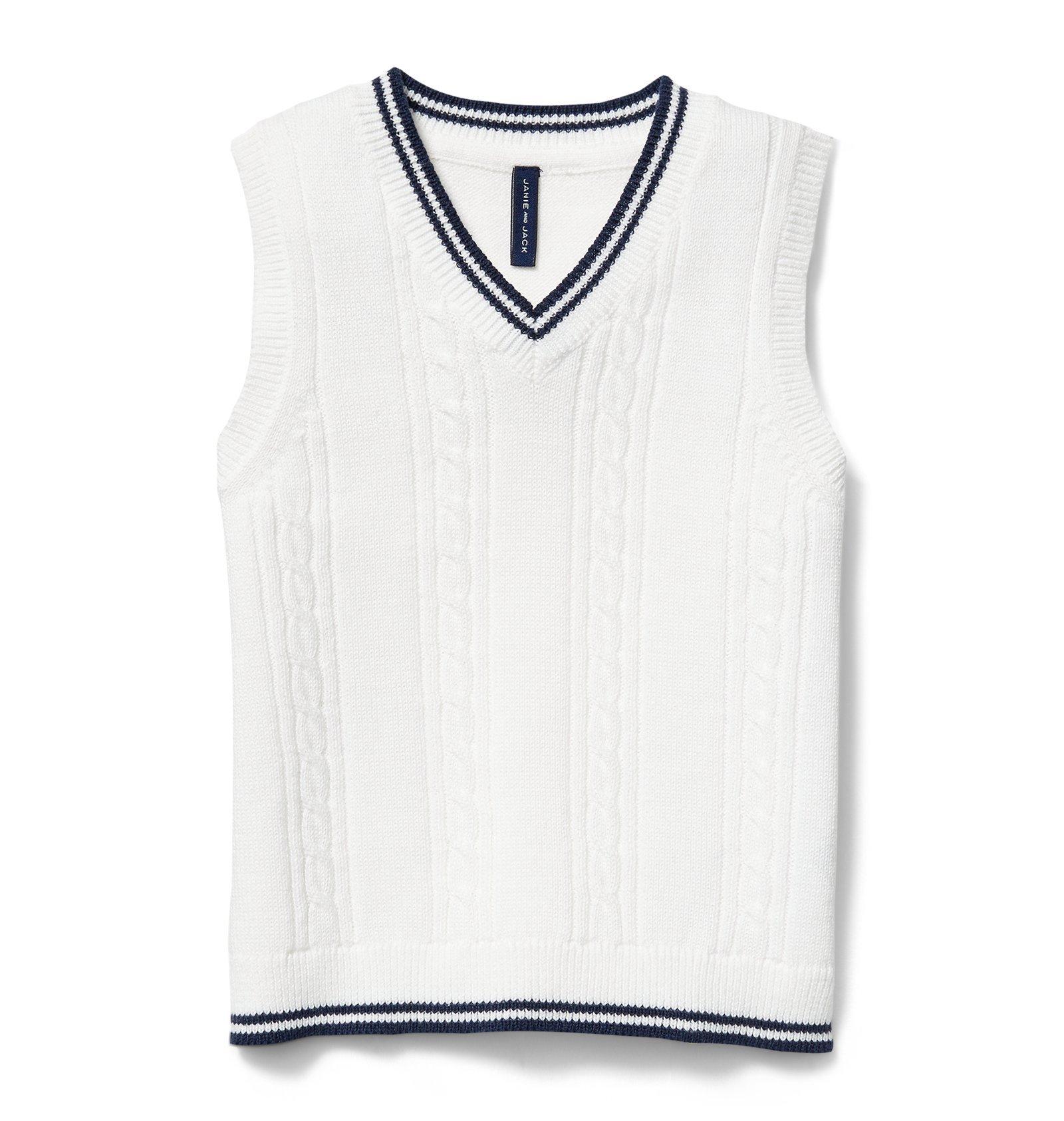 Boy White Cable Knit Sweater Vest by Janie and Jack