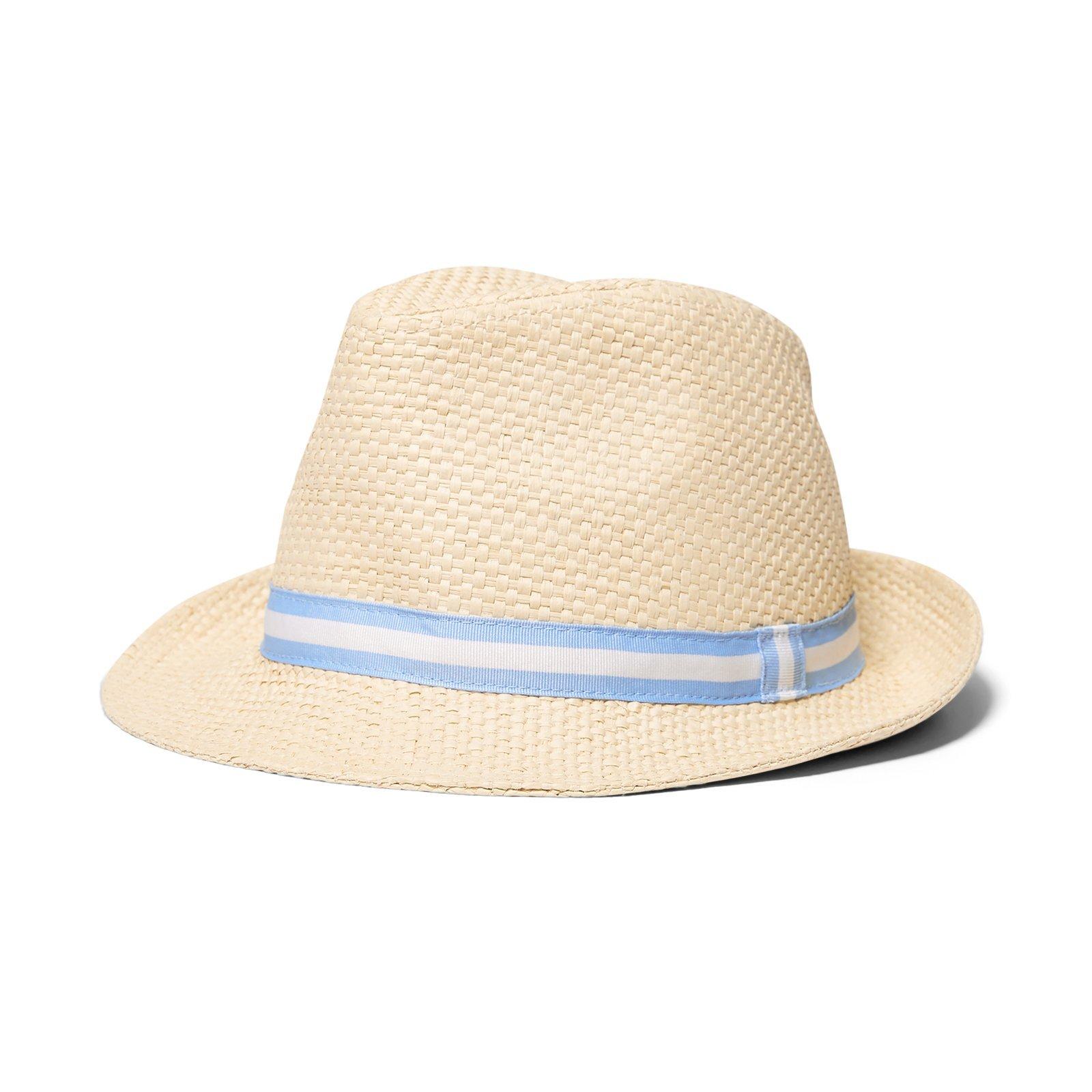 Striped Trim Straw Fedora image number 0