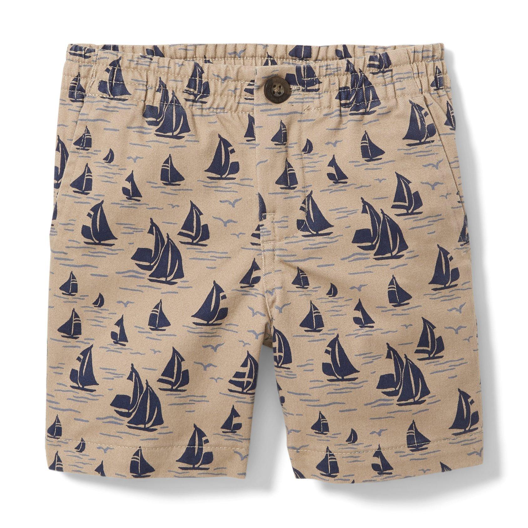 Sailboat Print Twill Short