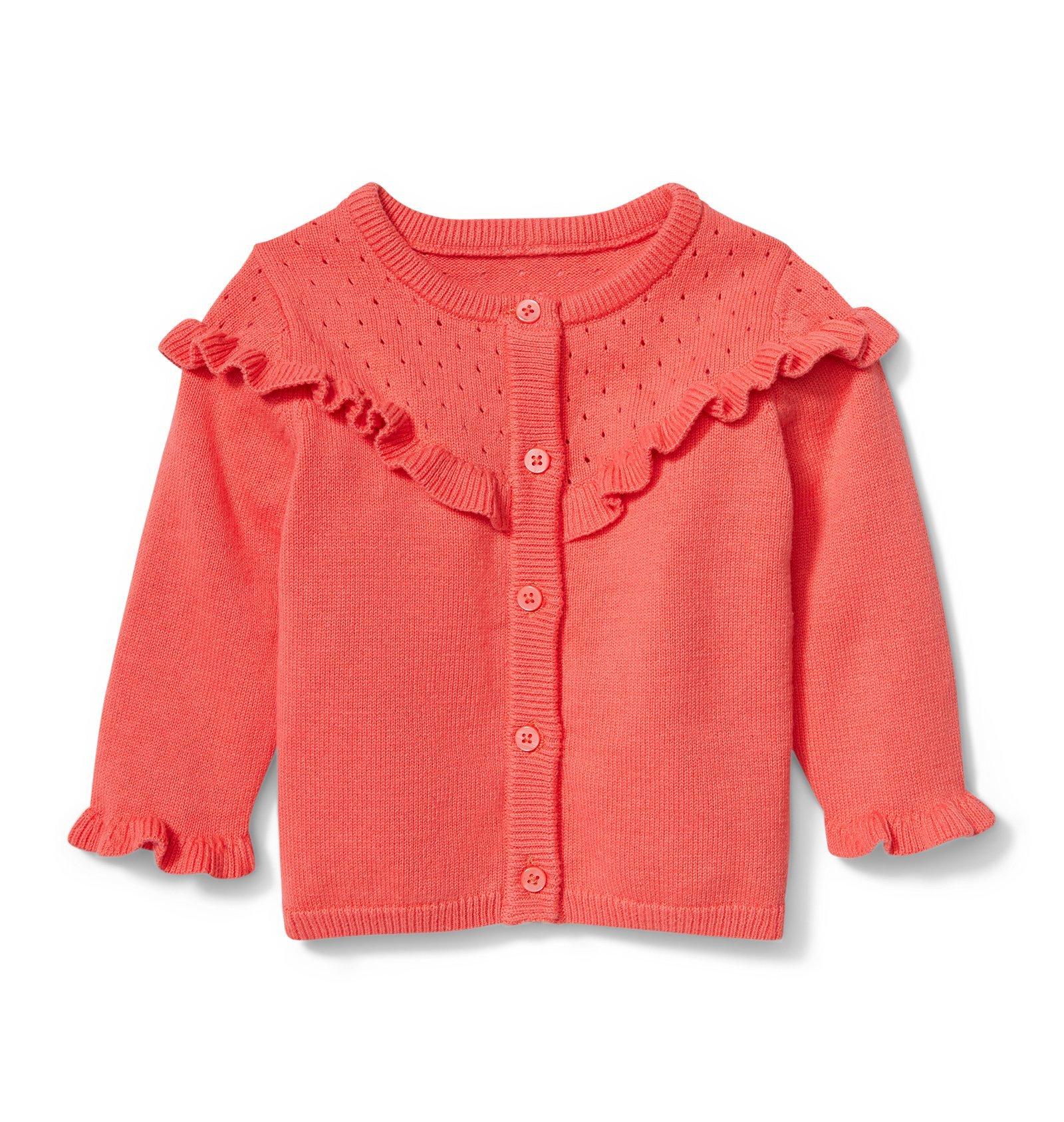 Pointelle Ruffle Cardigan