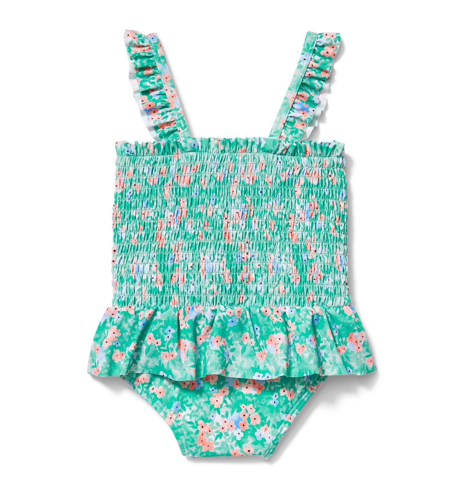 Ditsy Floral Smocked Swimsuit image number 1