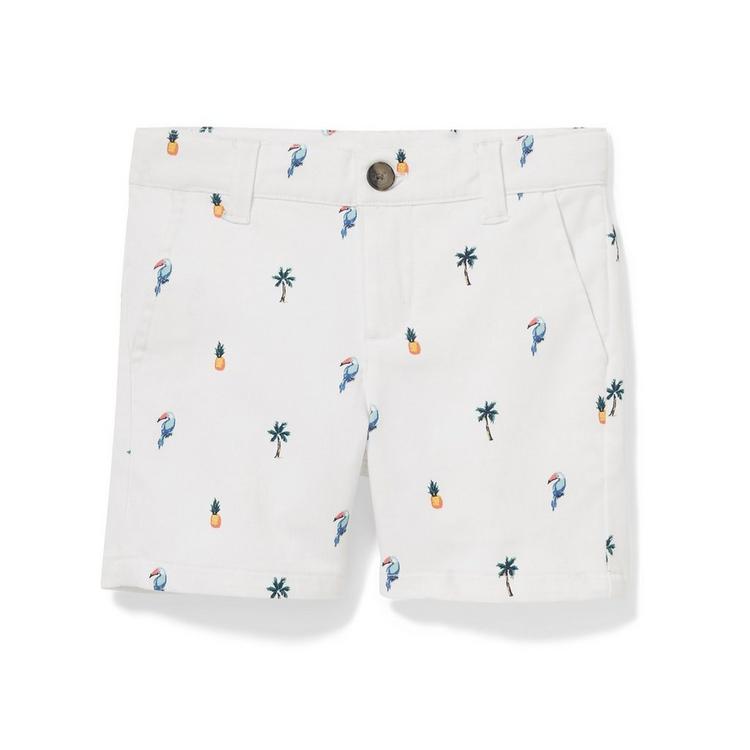 Boy White Tropical Print Tropical Print Twill Short by Janie and Jack