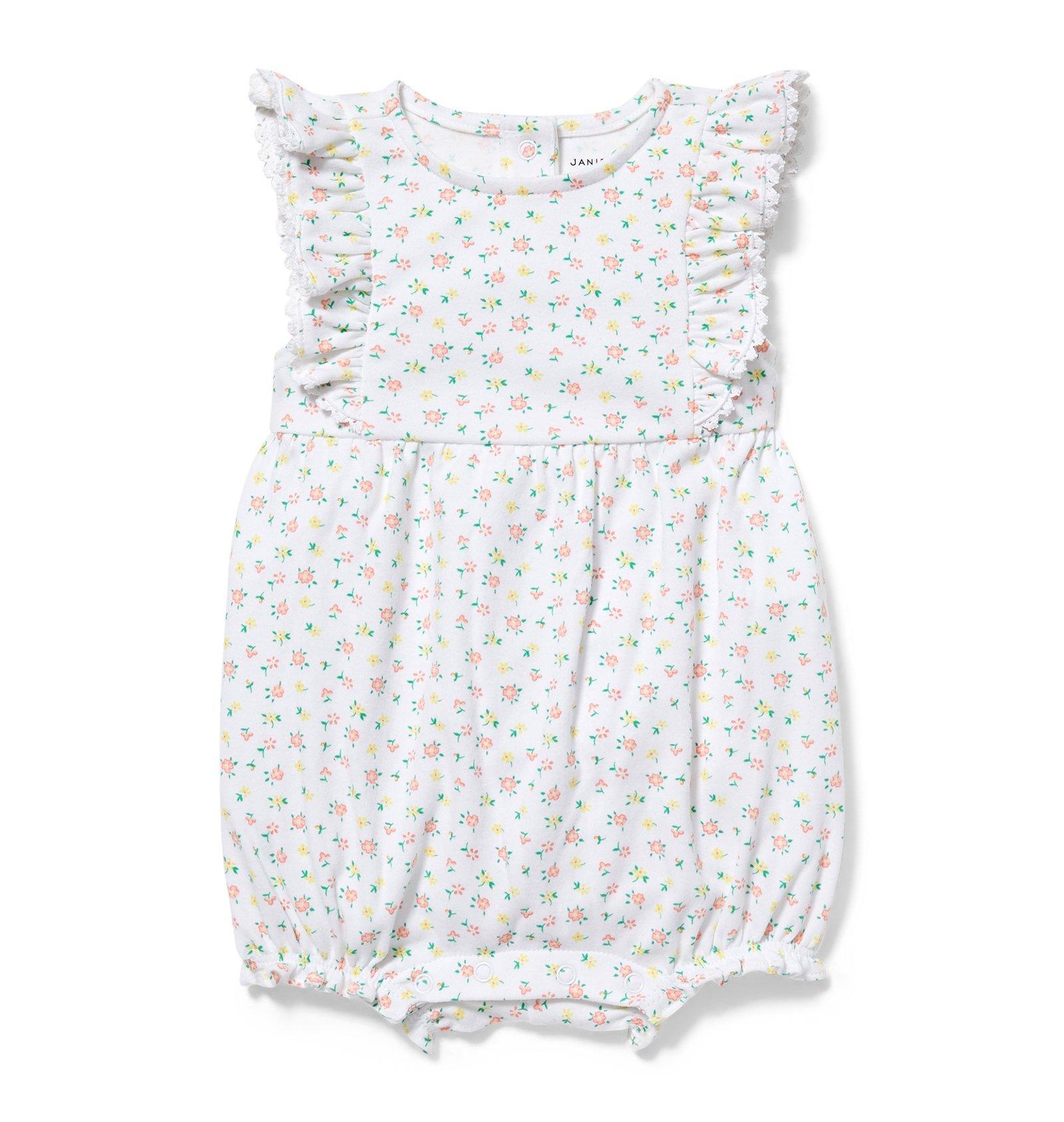 Baby Eyelet Trim Floral Romper image number 0