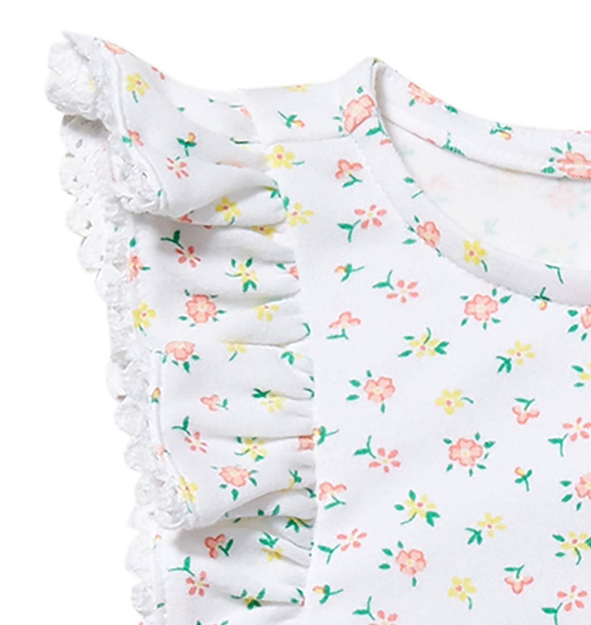 Baby Eyelet Trim Floral Romper image number 3