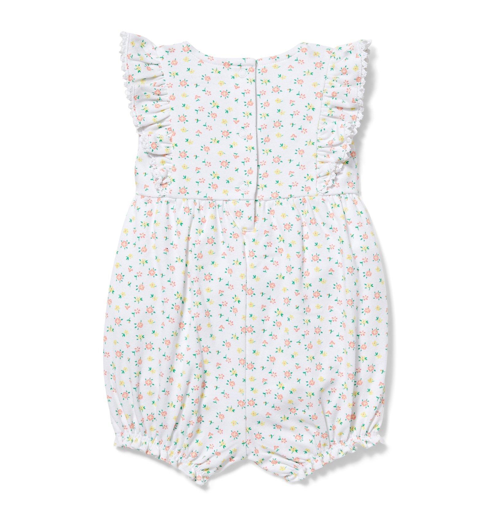 Baby Eyelet Trim Floral Romper image number 2