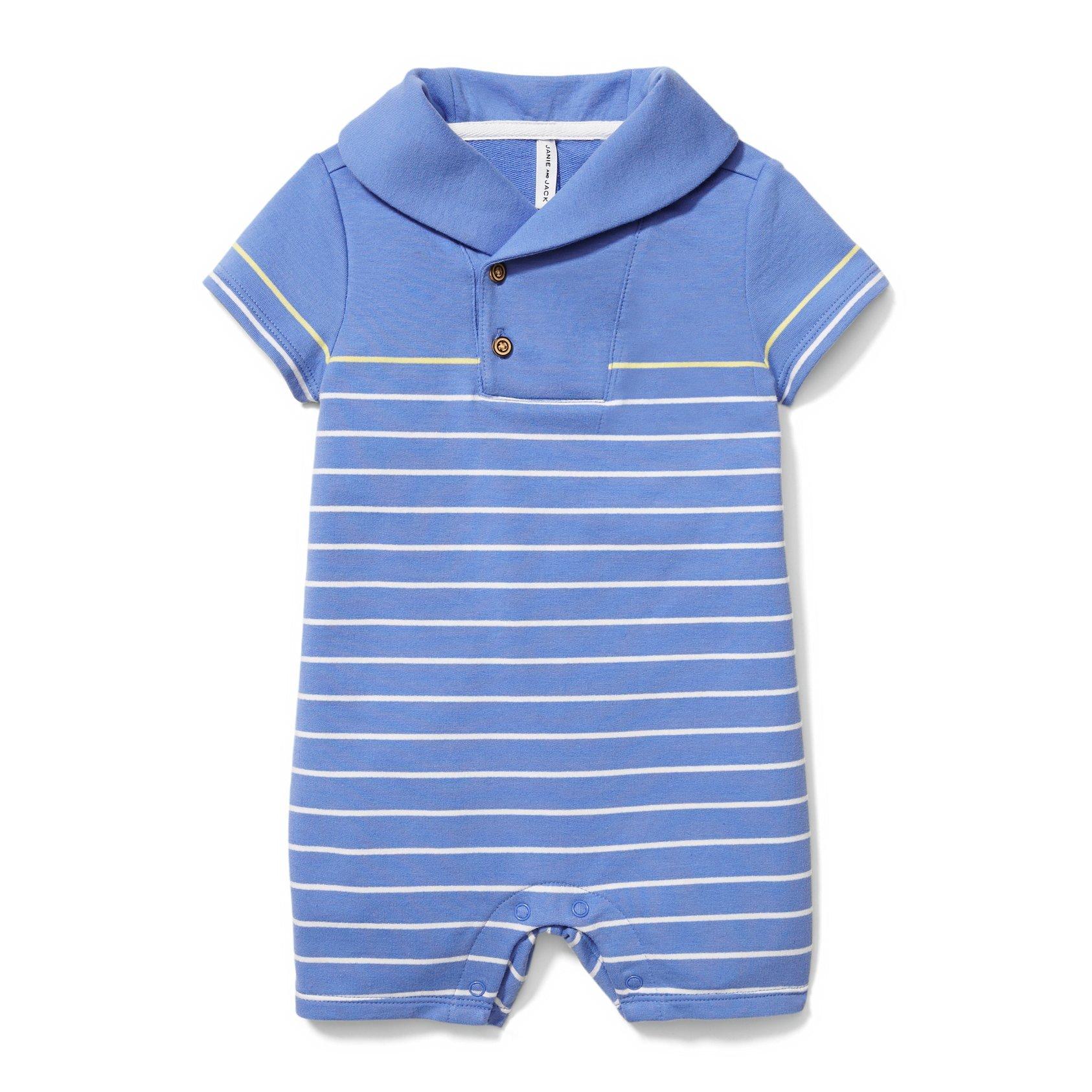 Newborn Wedgewood Stripe Striped Shawl Collar 1-Piece by Janie and Jack