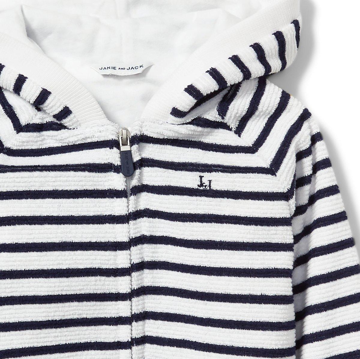 Striped Zip Front Hoodie image number 1