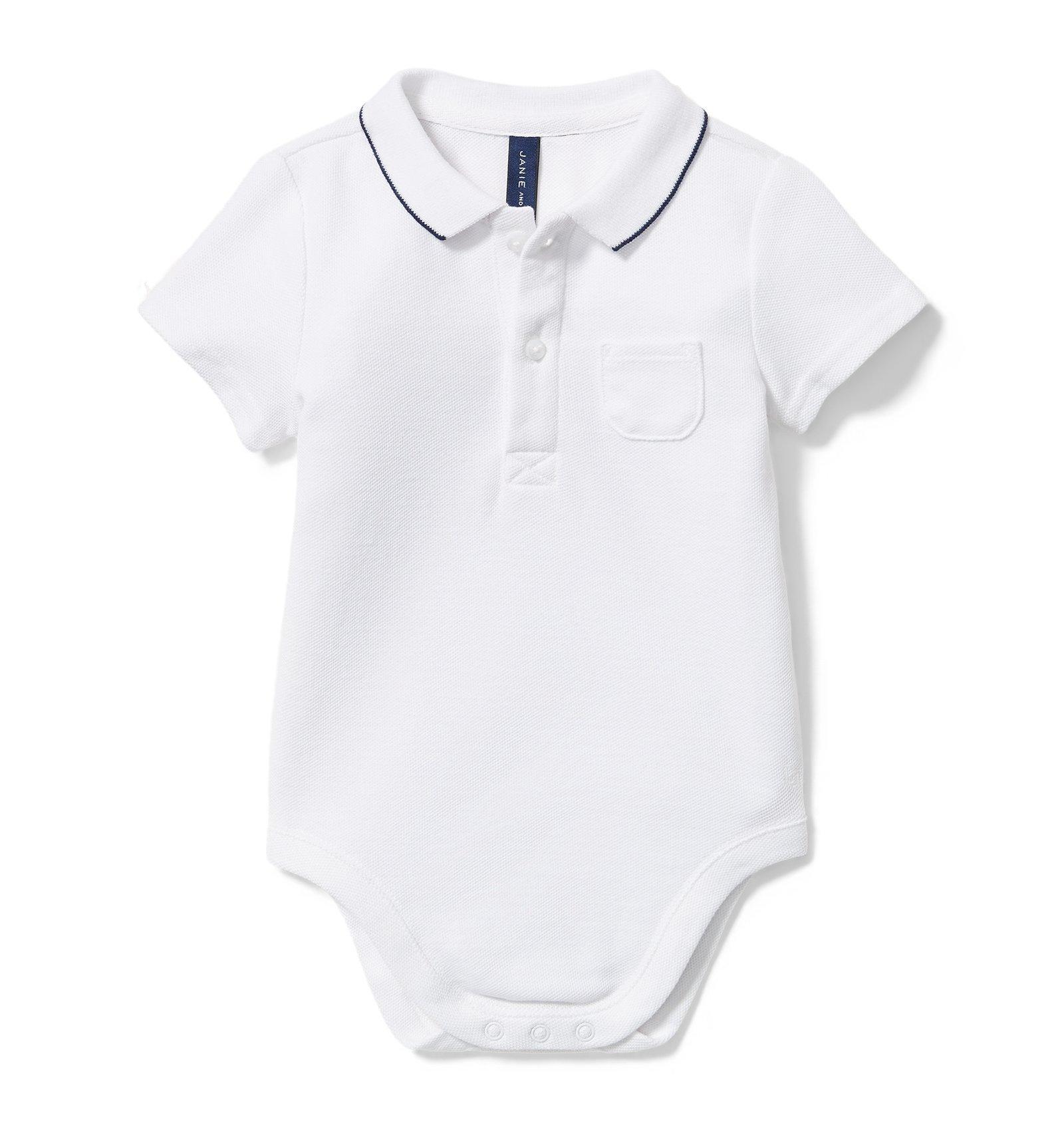 Newborn White Polo Bodysuit by Janie and Jack