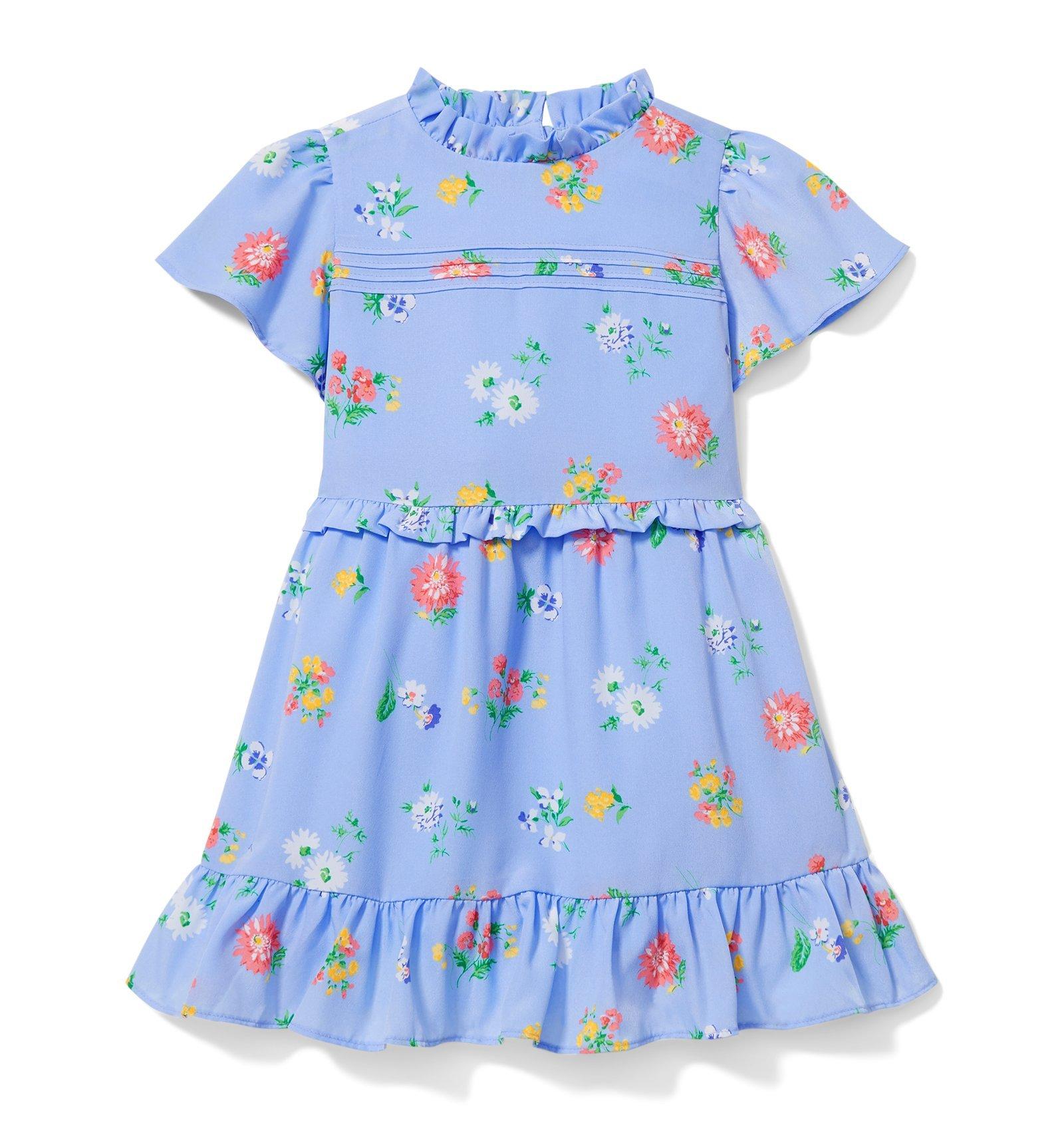 Ruffle Trim Floral Print Dress