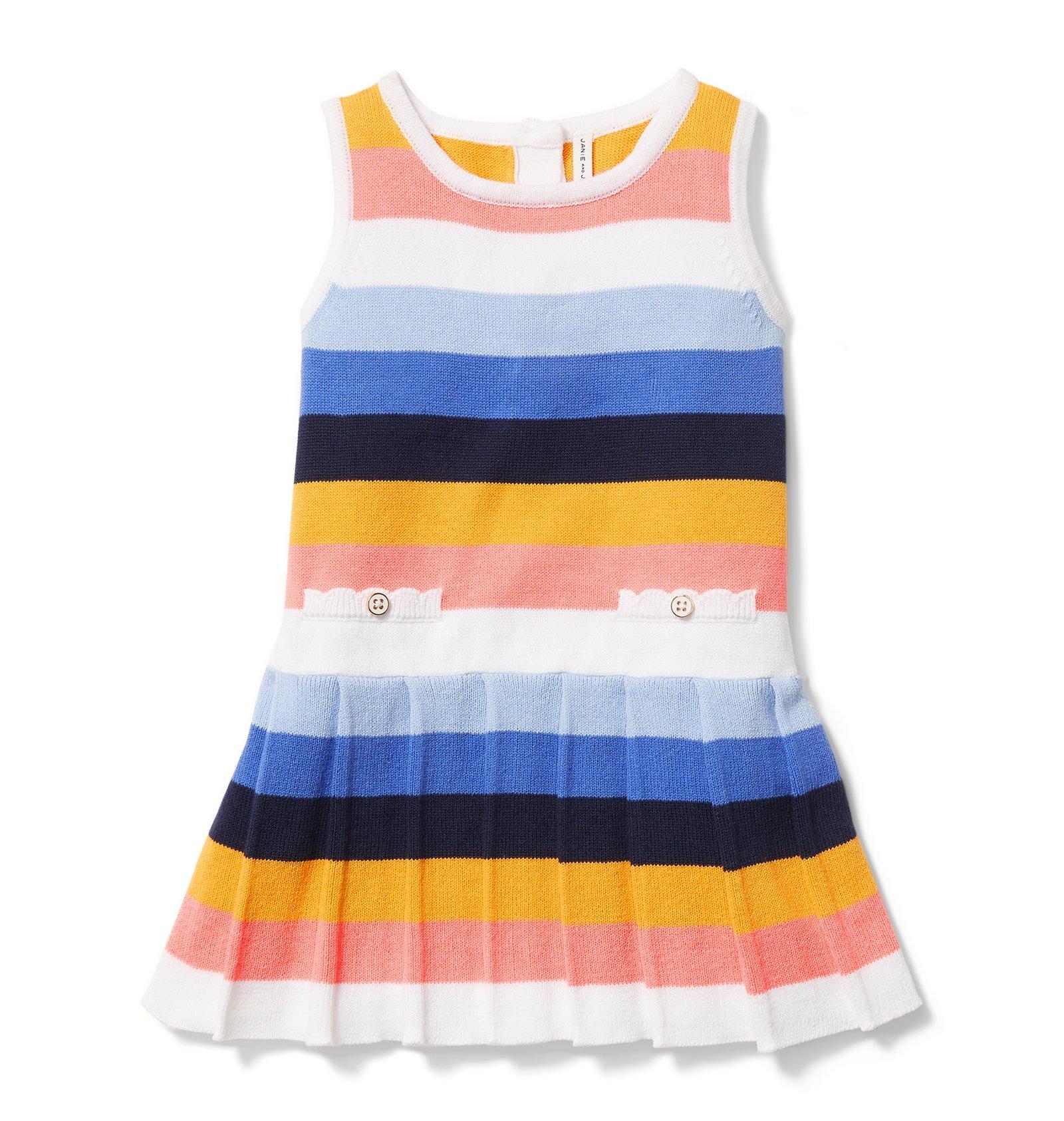 Stripe Pleated Sweater Dress image number 0