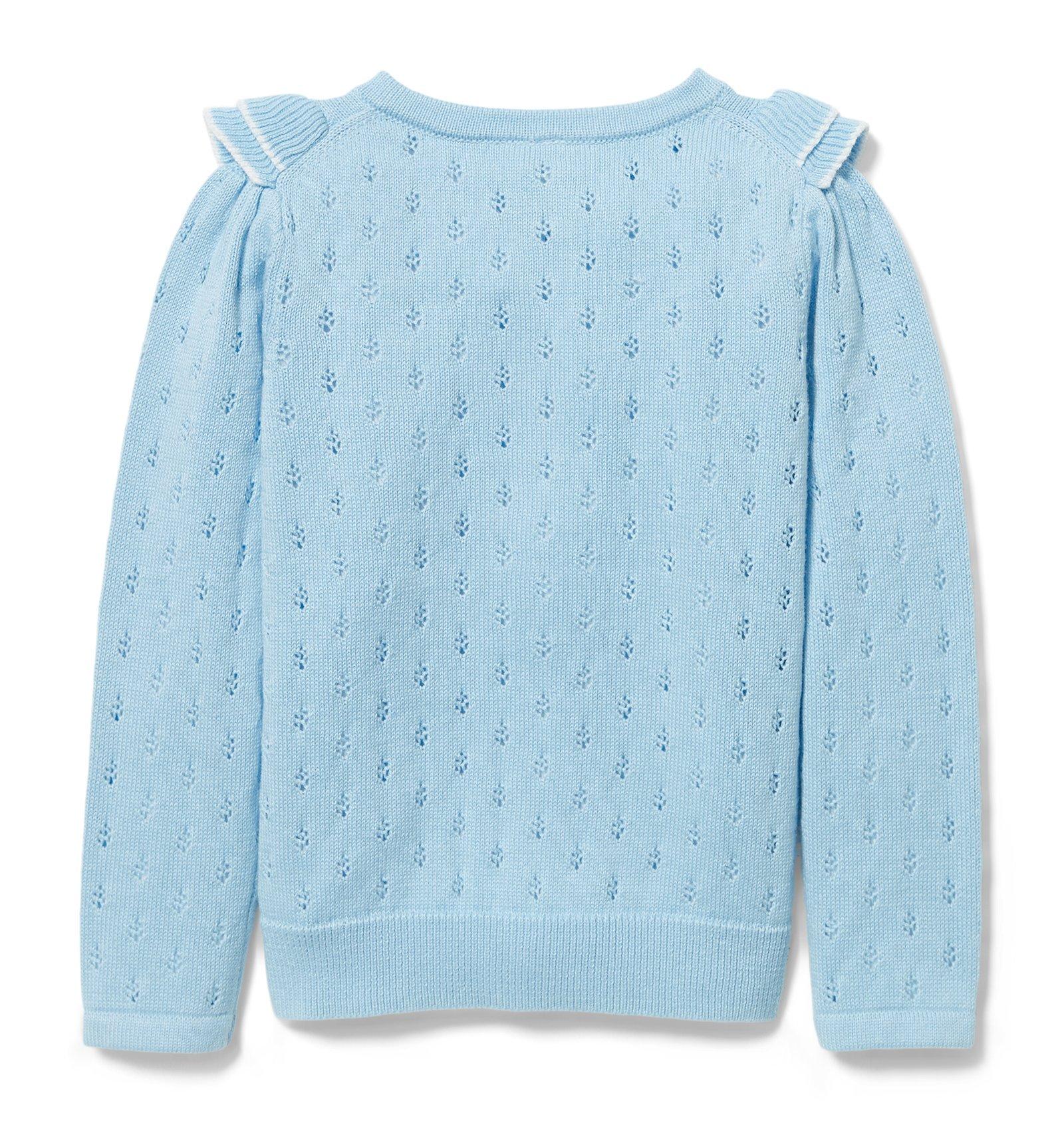 Girl Sky Blue Pointelle Ruffle Cardigan by Janie and Jack