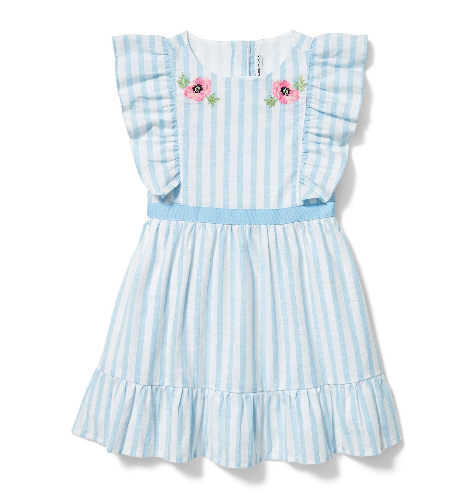 Embroidered Flower Stripe Dress image number 0