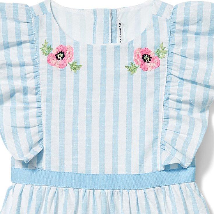 Embroidered Flower Stripe Dress image number 2