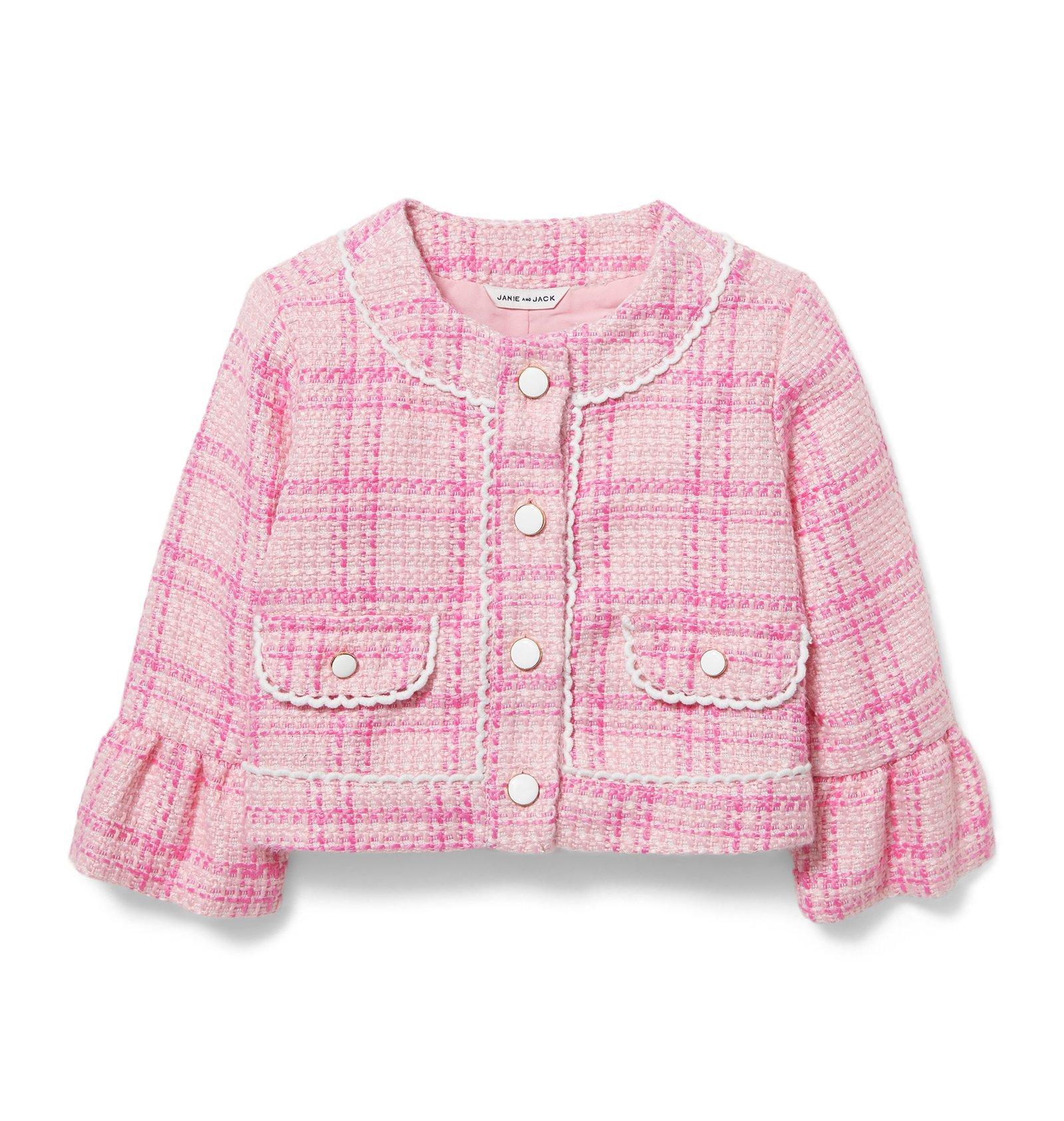 Girl Pink Tulip Plaid Plaid Tweed Jacket by Janie and Jack