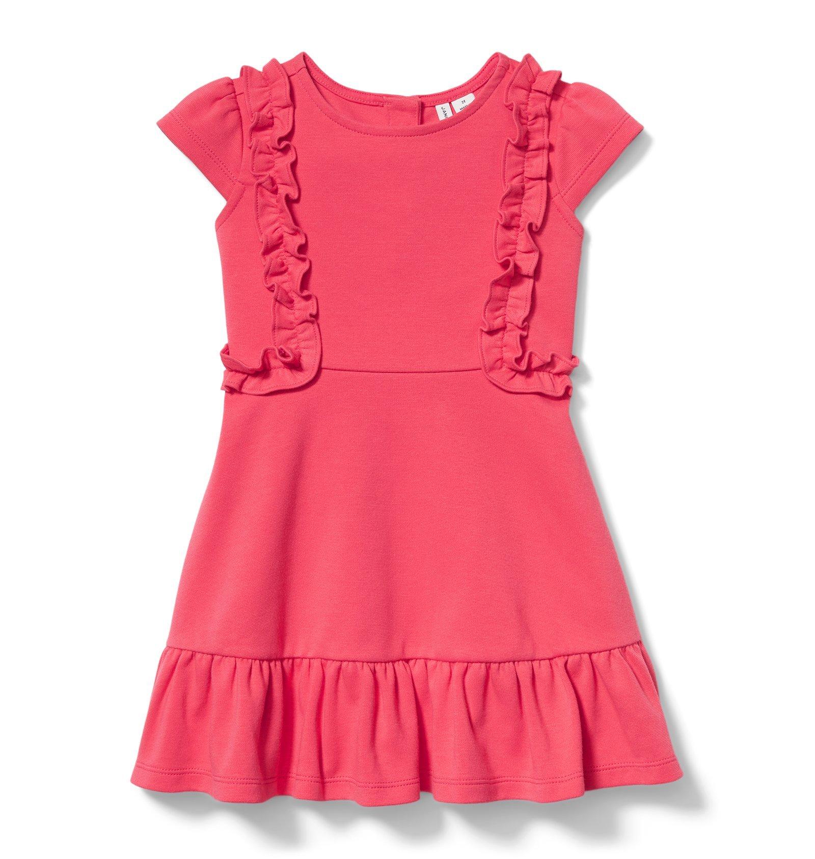 Girl Vibrant Coral Ruffle Ponte Dress by Janie and Jack