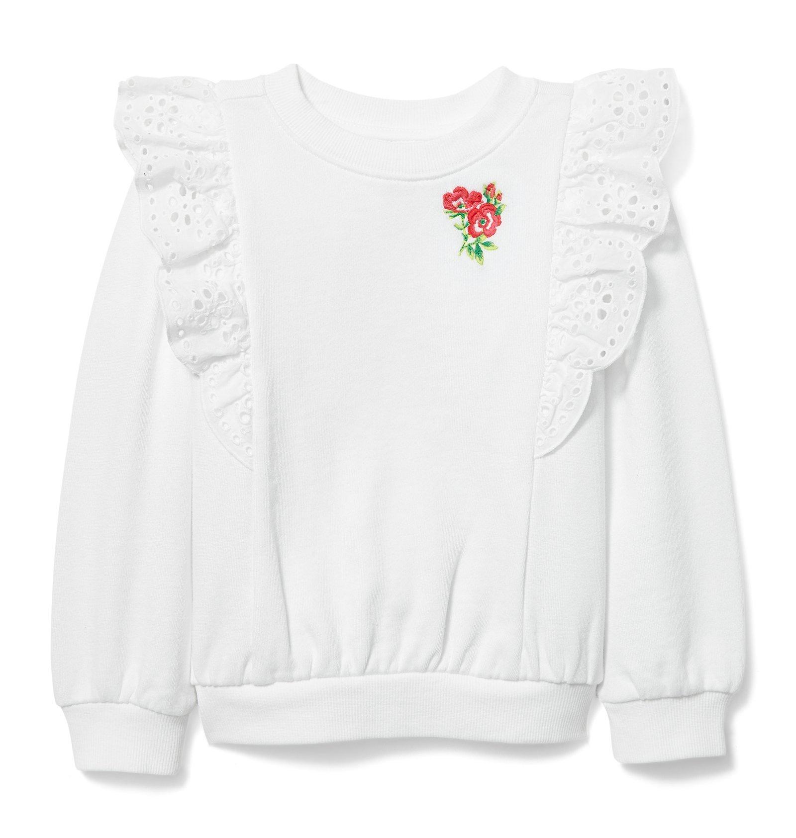 Eyelet Trim Embroidered Sweatshirt image number 0