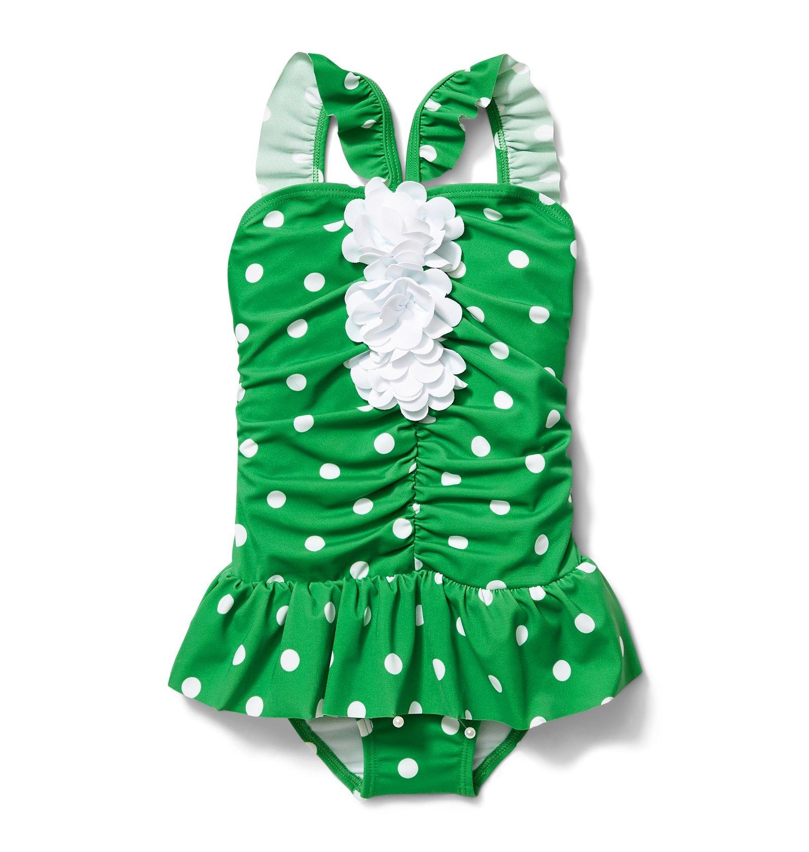 Girl Kelly Green Dot Triple Rosette Swimsuit by Janie and Jack