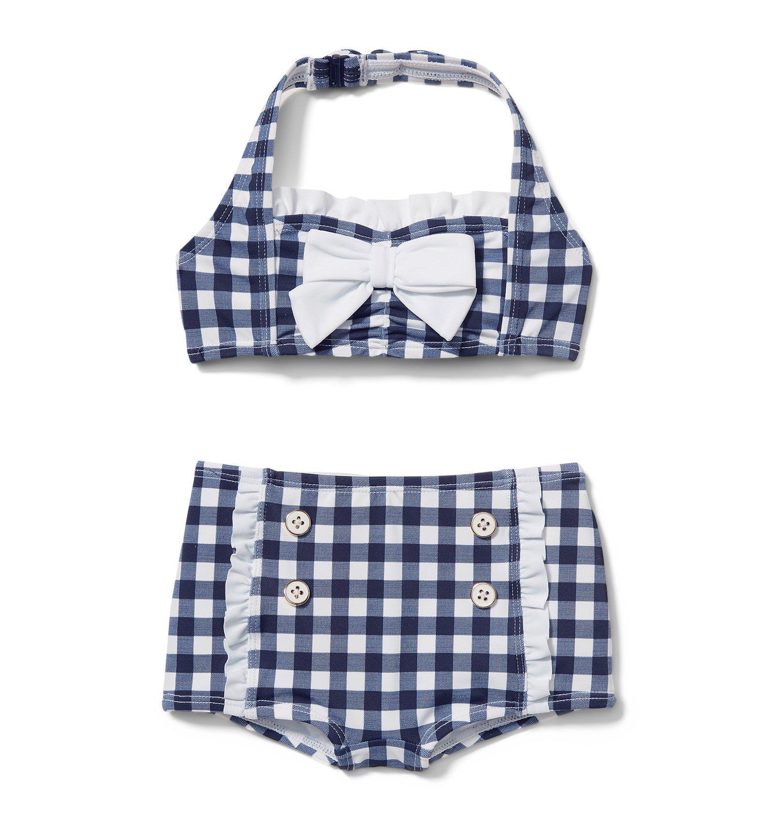 Gingham Ruffle Trim 2-Piece Swimsuit image number 0